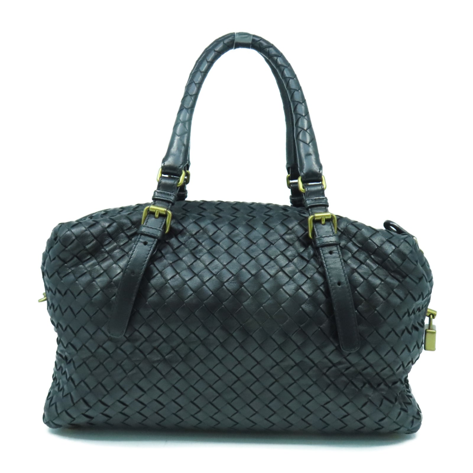 BOTTEGA VENETA 織紋羊皮皮革Shoulder Bag金扣肩背袋黑色