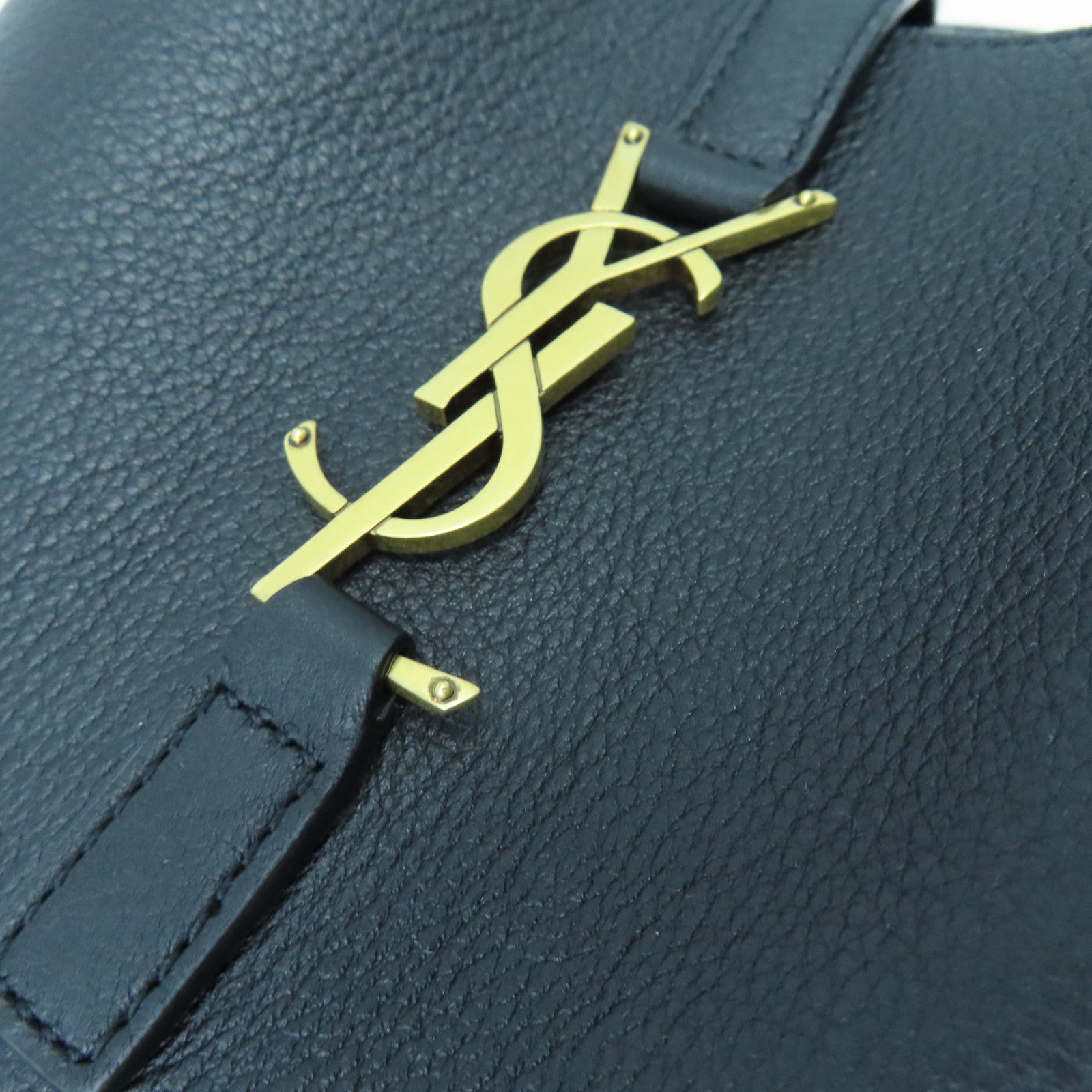 SAINT LAURENT 牛皮皮革Hobo金扣肩背袋黑色
