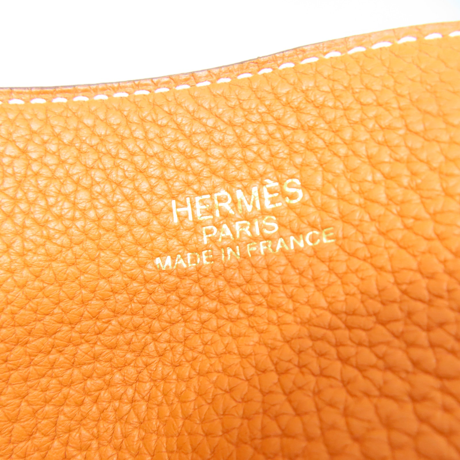 HERMES Clemence皮革Double Sens手挽袋橙色