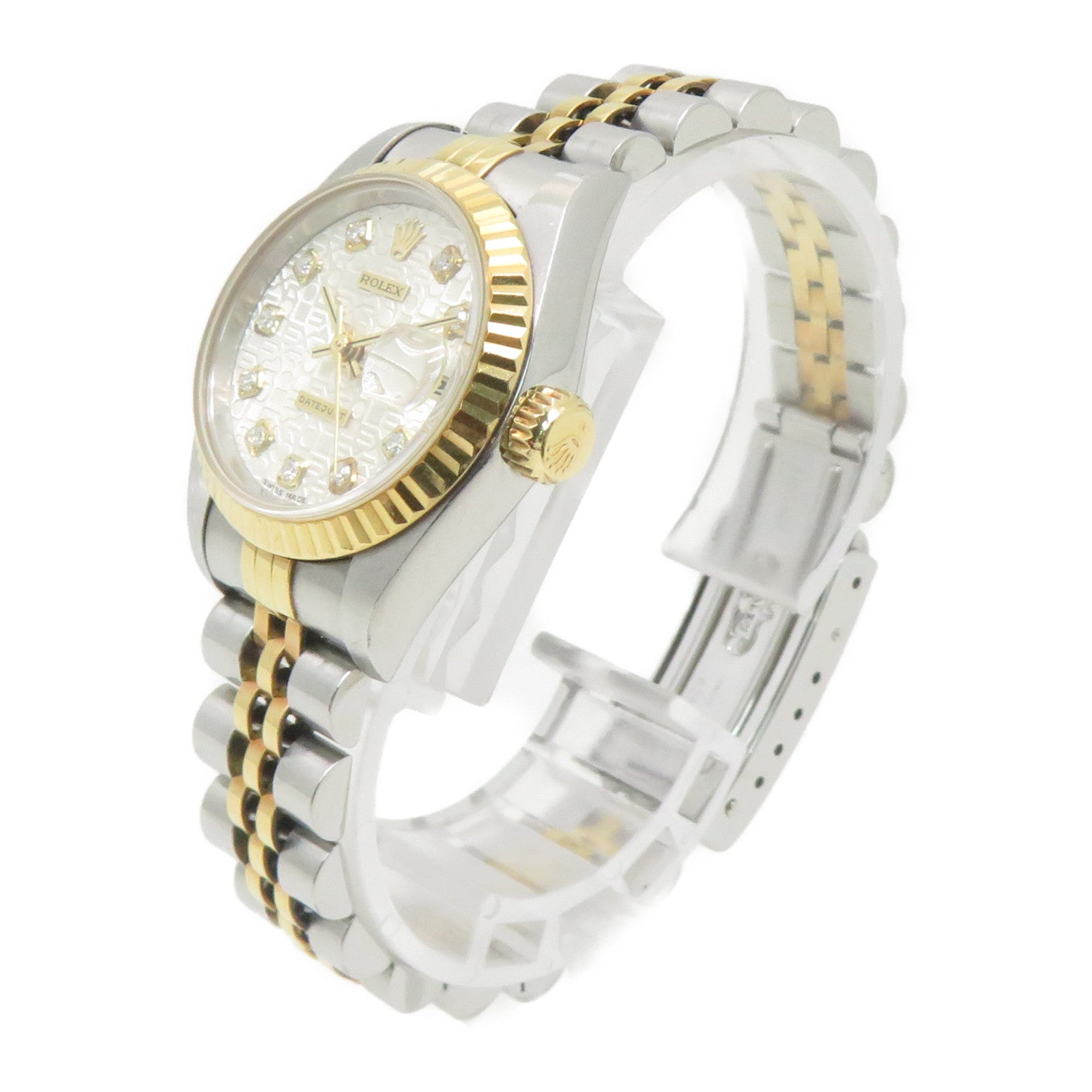 ROLEX 18K黃金/不鏽鋼Datejust手錶自動機芯珍珠色