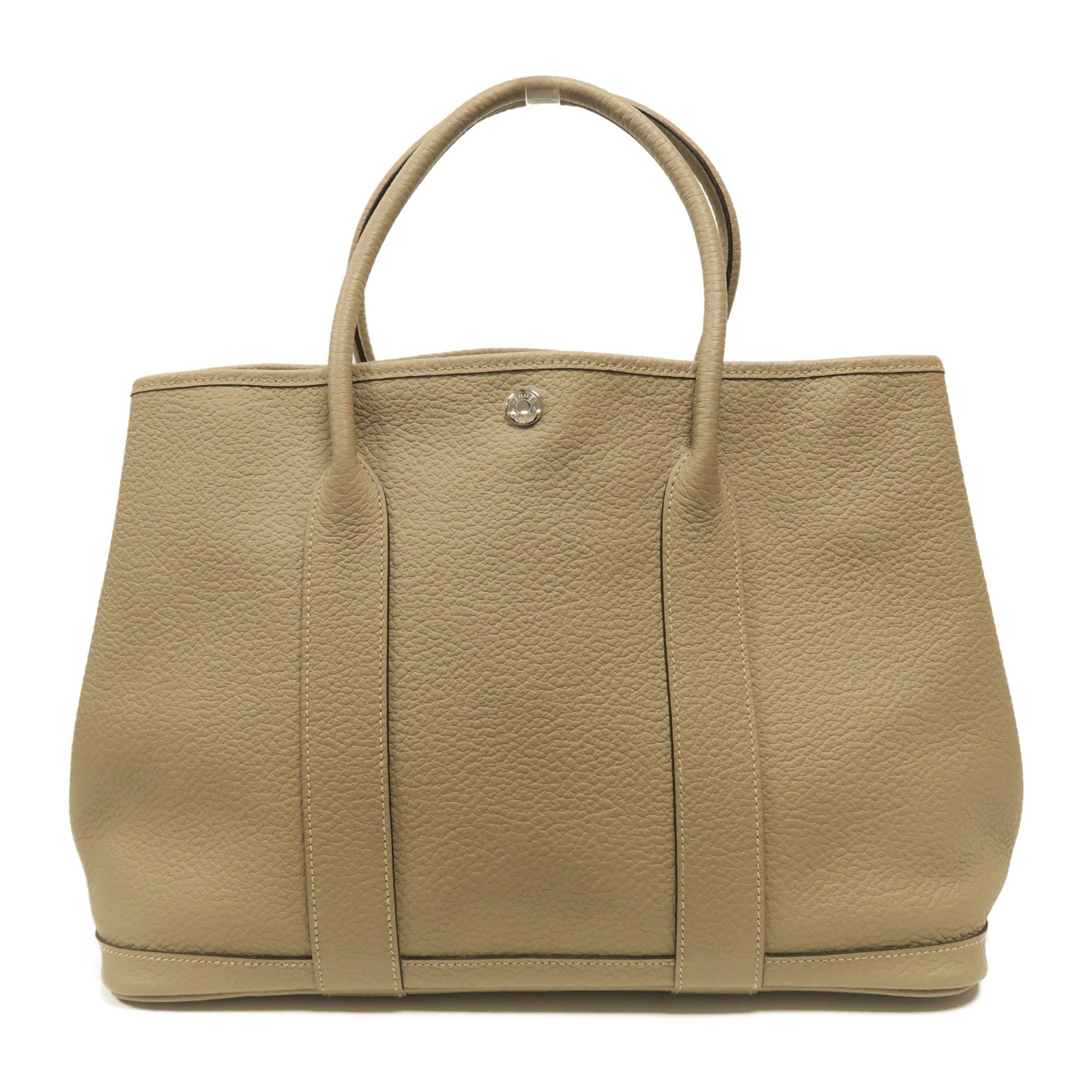HERMES Country皮革Garden Party PM銀扣手挽袋Gris Tourterelle斑鳩灰色
