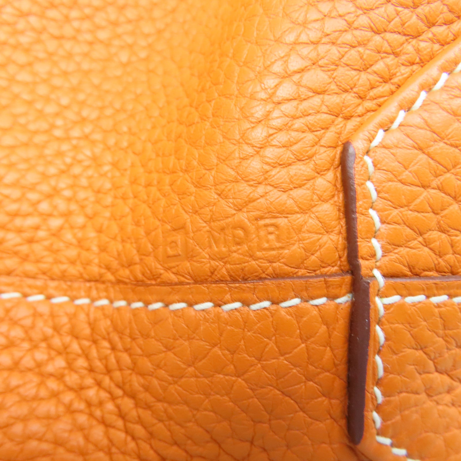 HERMES Clemence皮革Double Sens手挽袋橙色