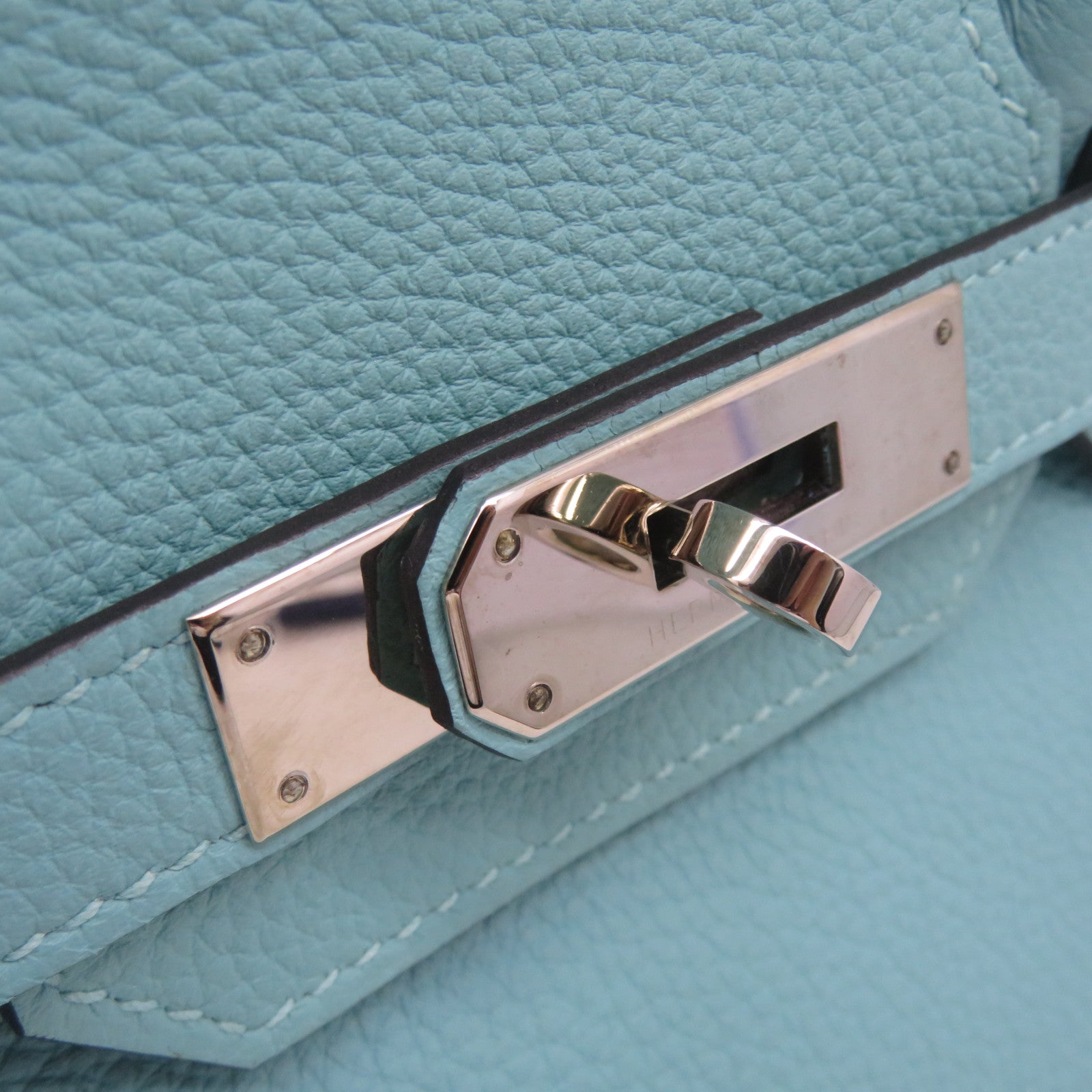 HERMES 【激減優惠】Togo皮革Birkin 30 Hand Bag銀扣手挽袋Blue Atoll馬龍藍色