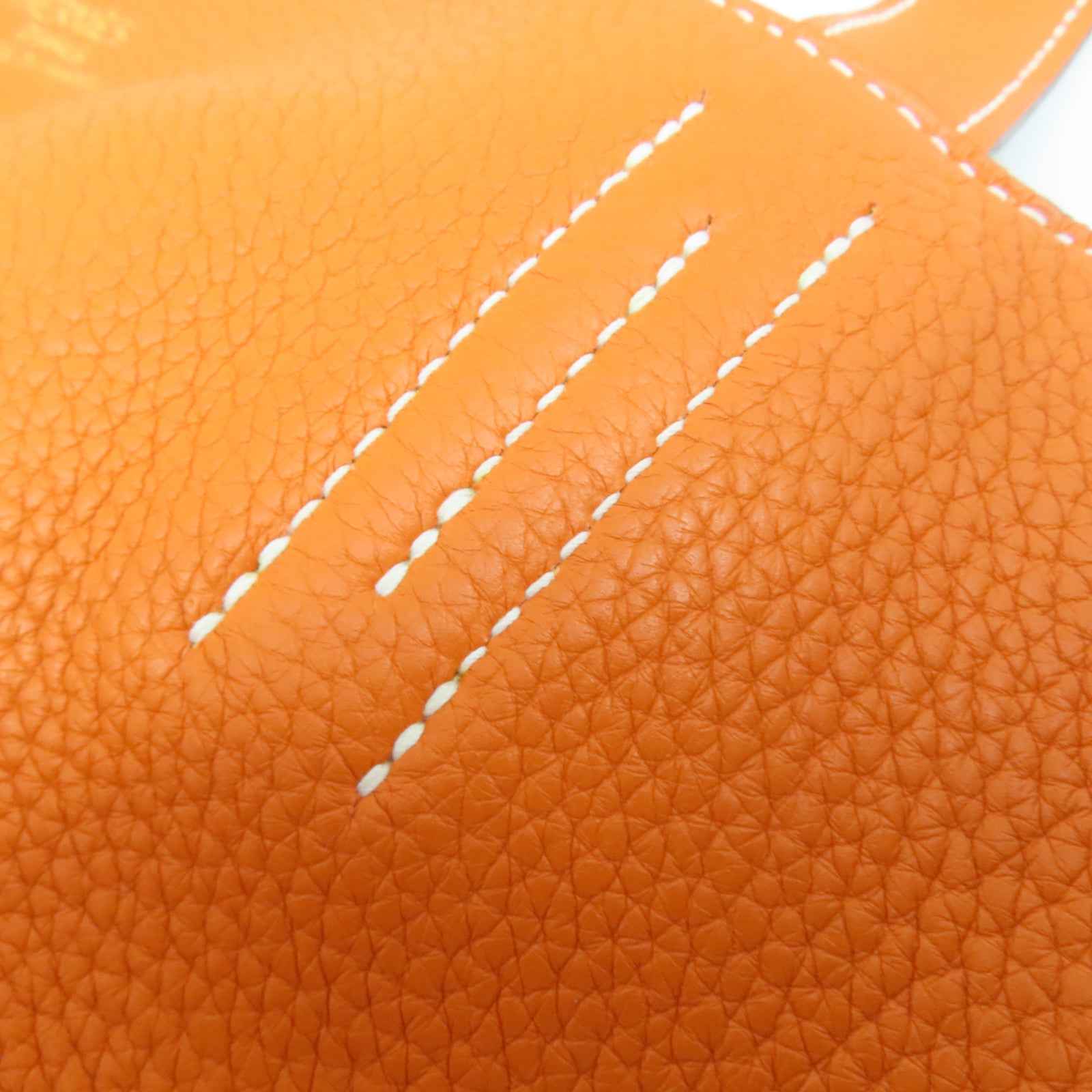 HERMES Clemence皮革Double Sens手挽袋橙色