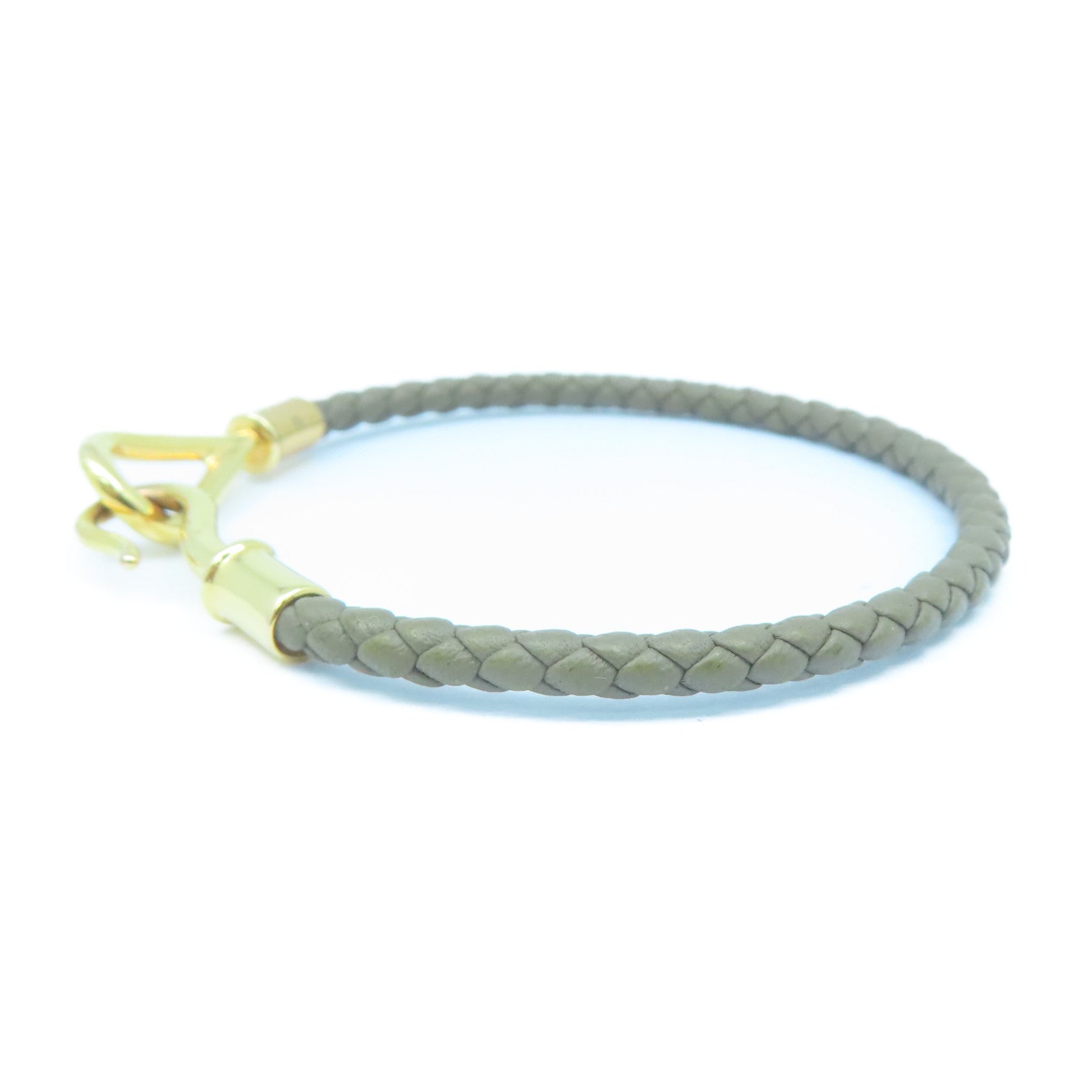 HERMES Swift皮革/金屬Jumbo H Bracelet金扣手鏈灰色