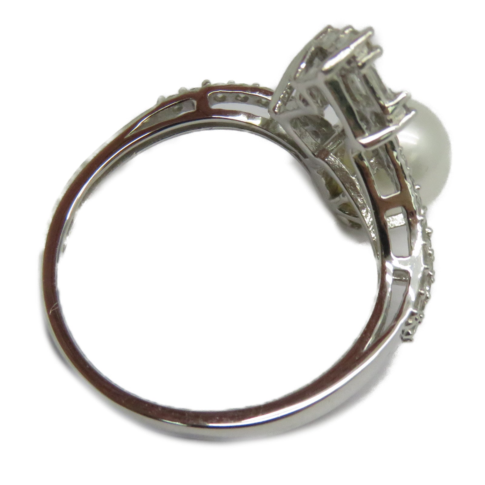 JEWELRY 18K白金Pearl Diamond Ring 3.00ct珍珠/0.39ct鑽石戒指US#6.75