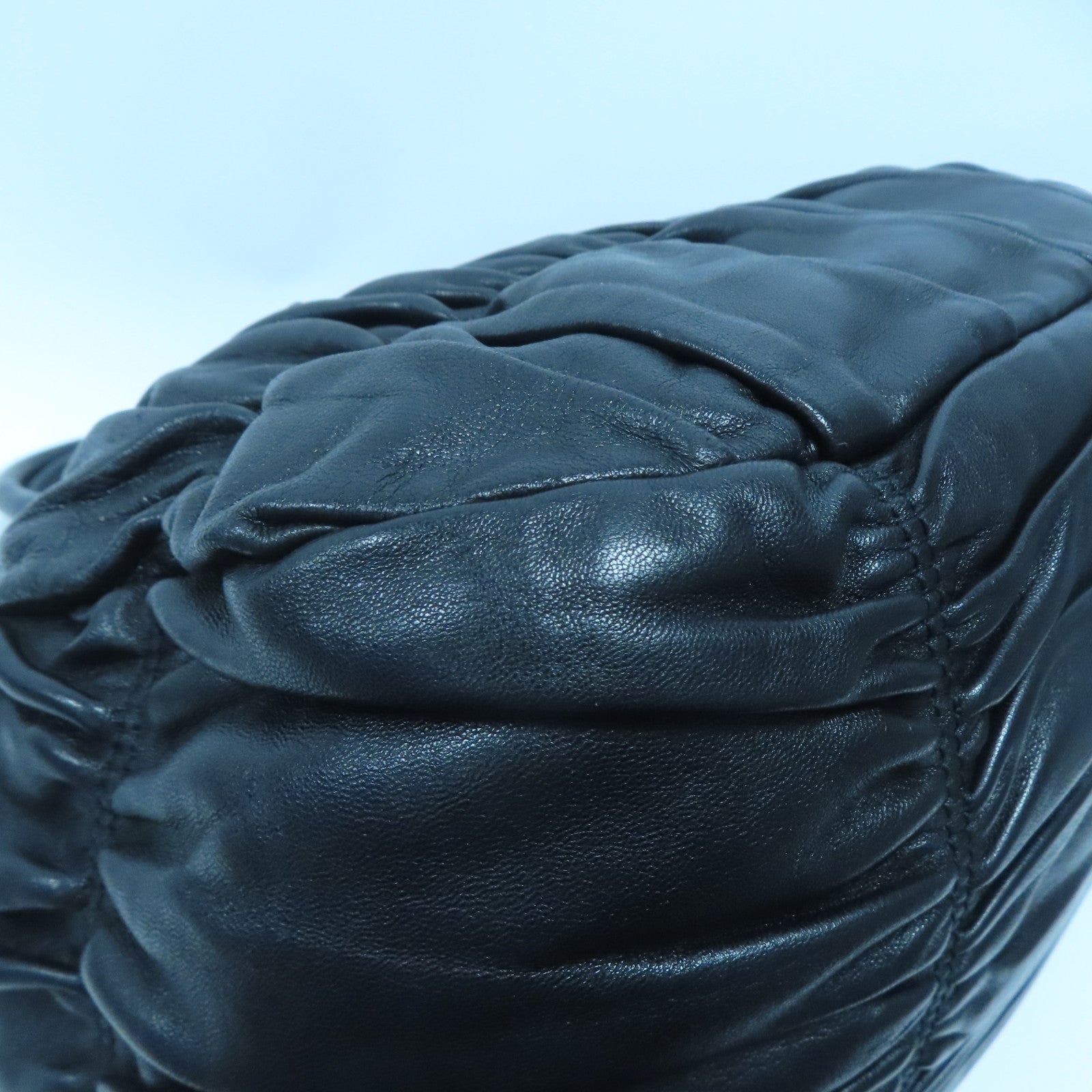 PRADA 羊皮皮革Shoulder Bag金扣手挽肩背兩用袋黑色