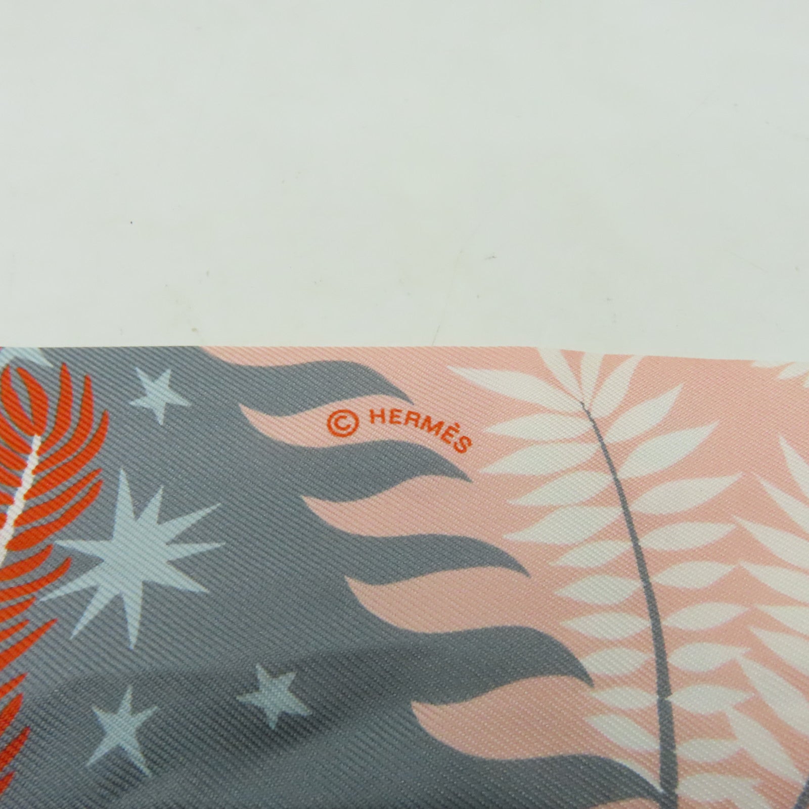 HERMES 絲質Twilly絲巾橙色/粉紅色/灰色
