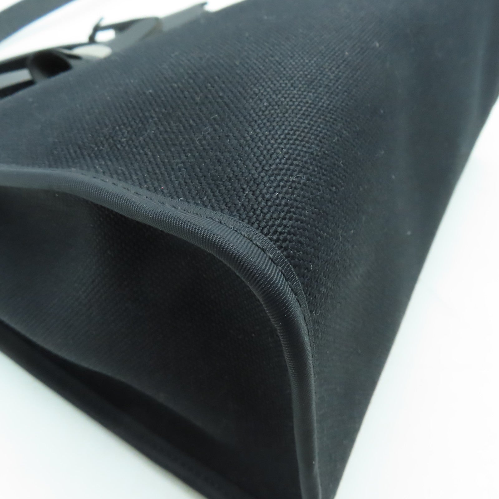 HERMES 帆布Herbag PM銀扣手挽肩背兩用袋黑色