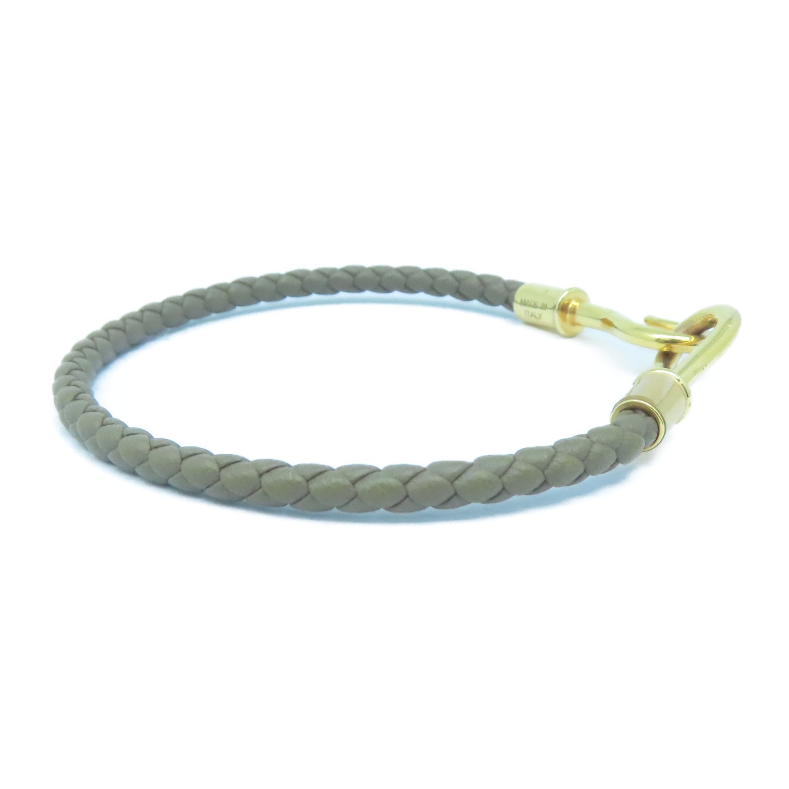 HERMES Swift皮革/金屬Jumbo H Bracelet金扣手鏈灰色