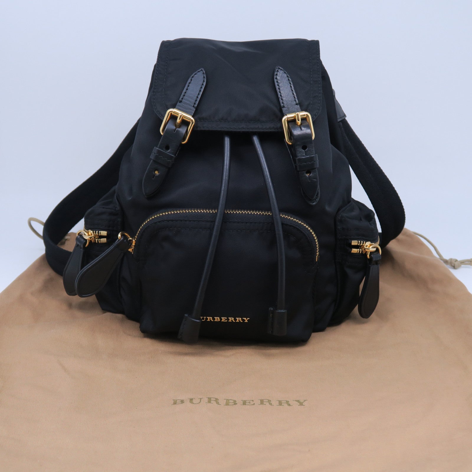 BURBERRY 尼龍Small Backpack金扣背包黑色
