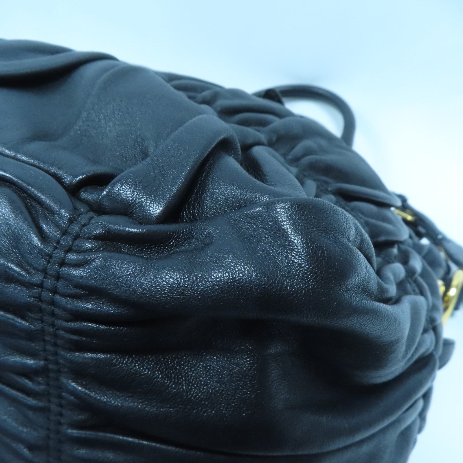PRADA 羊皮皮革Shoulder Bag金扣手挽肩背兩用袋黑色