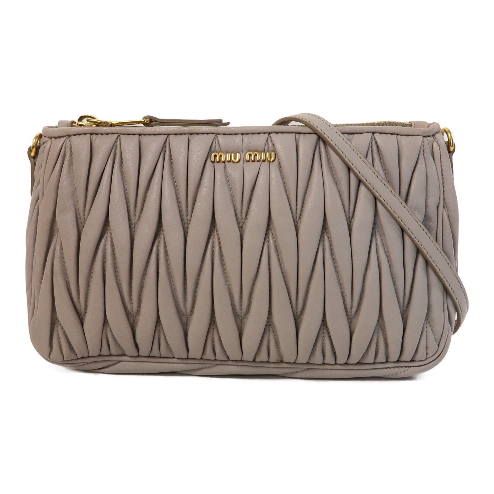 Miu Miu 皮革Shoulder Bag金扣肩背袋灰色