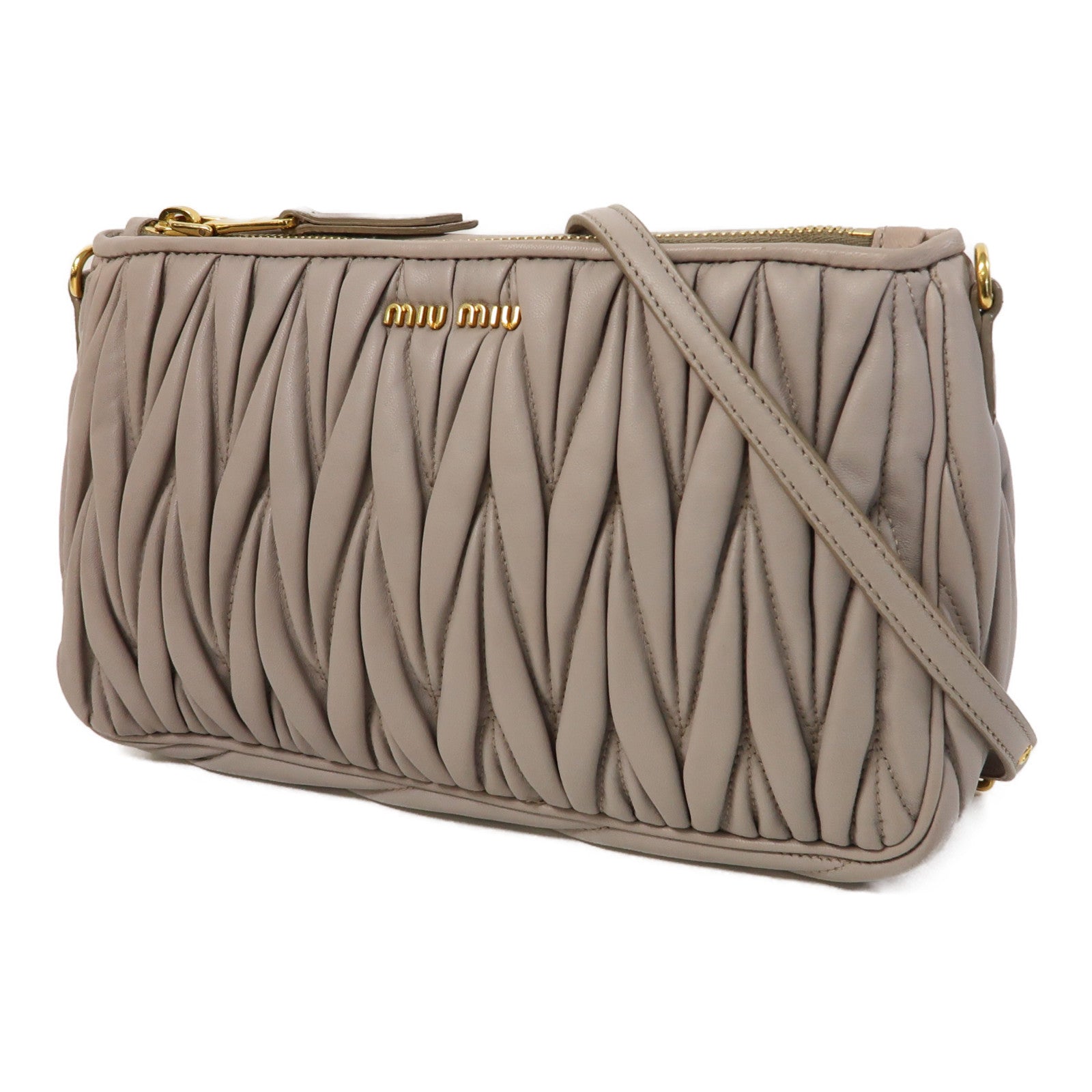 Miu Miu 皮革Shoulder Bag金扣肩背袋灰色