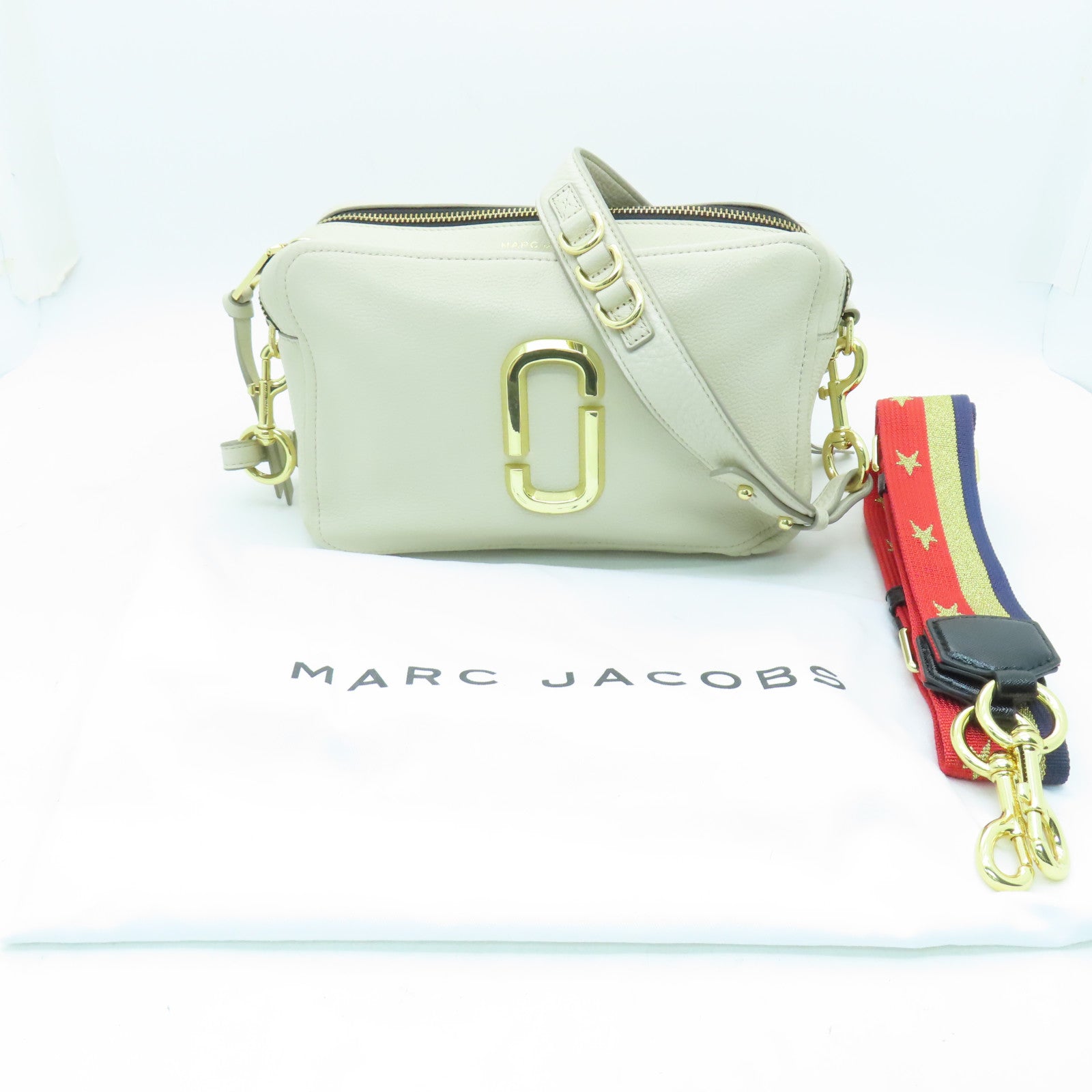 MARC JACOBS 牛皮皮革Shoulder Bag金扣肩背袋白色