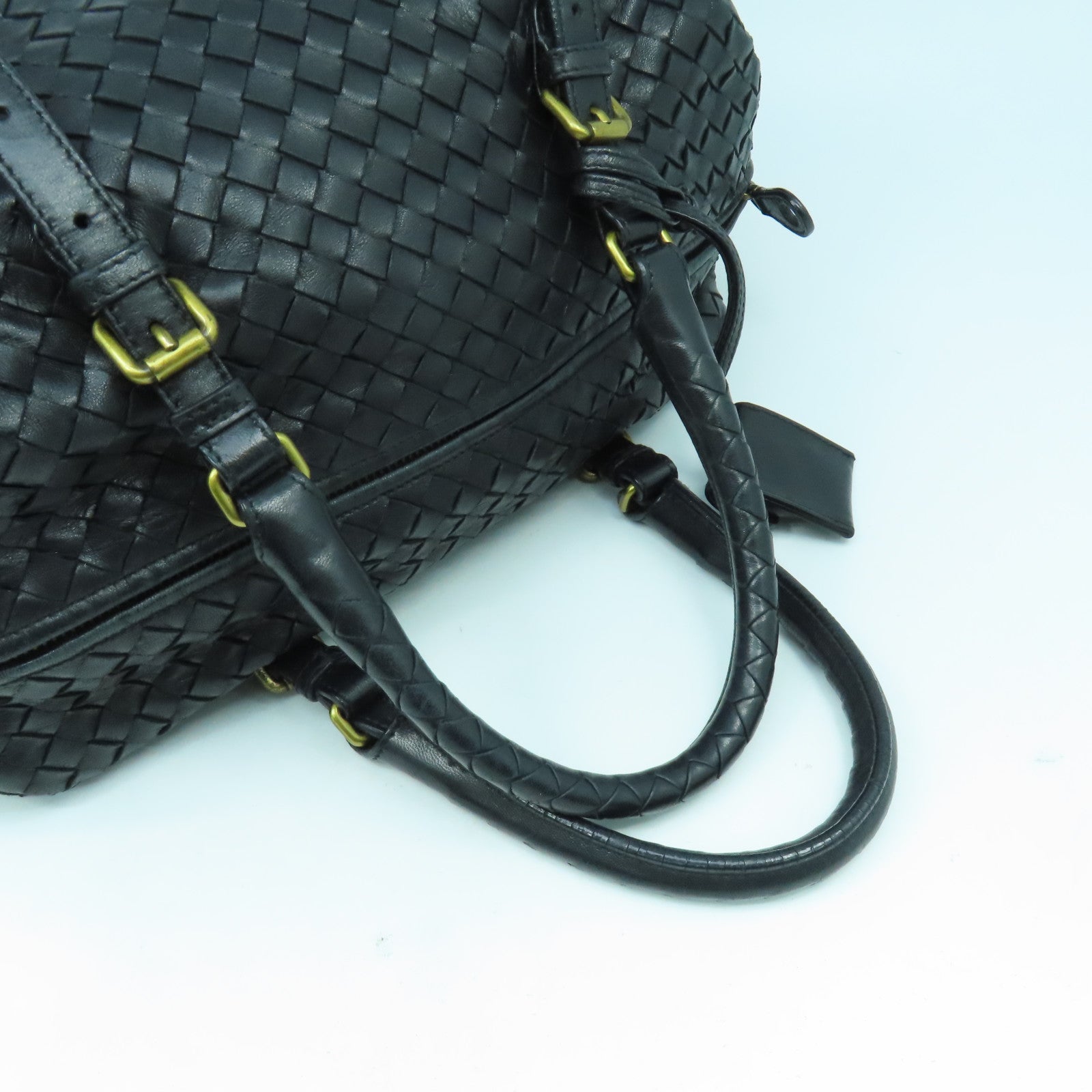 BOTTEGA VENETA 織紋羊皮皮革Shoulder Bag金扣肩背袋黑色