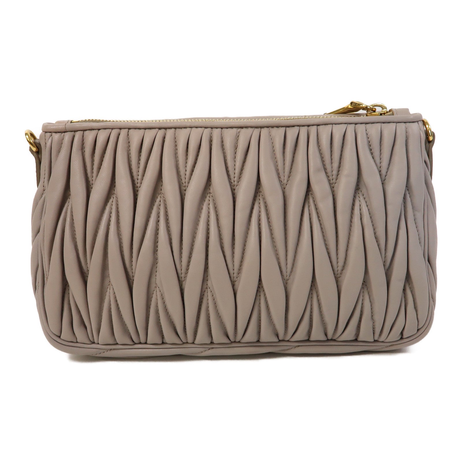 Miu Miu 皮革Shoulder Bag金扣肩背袋灰色