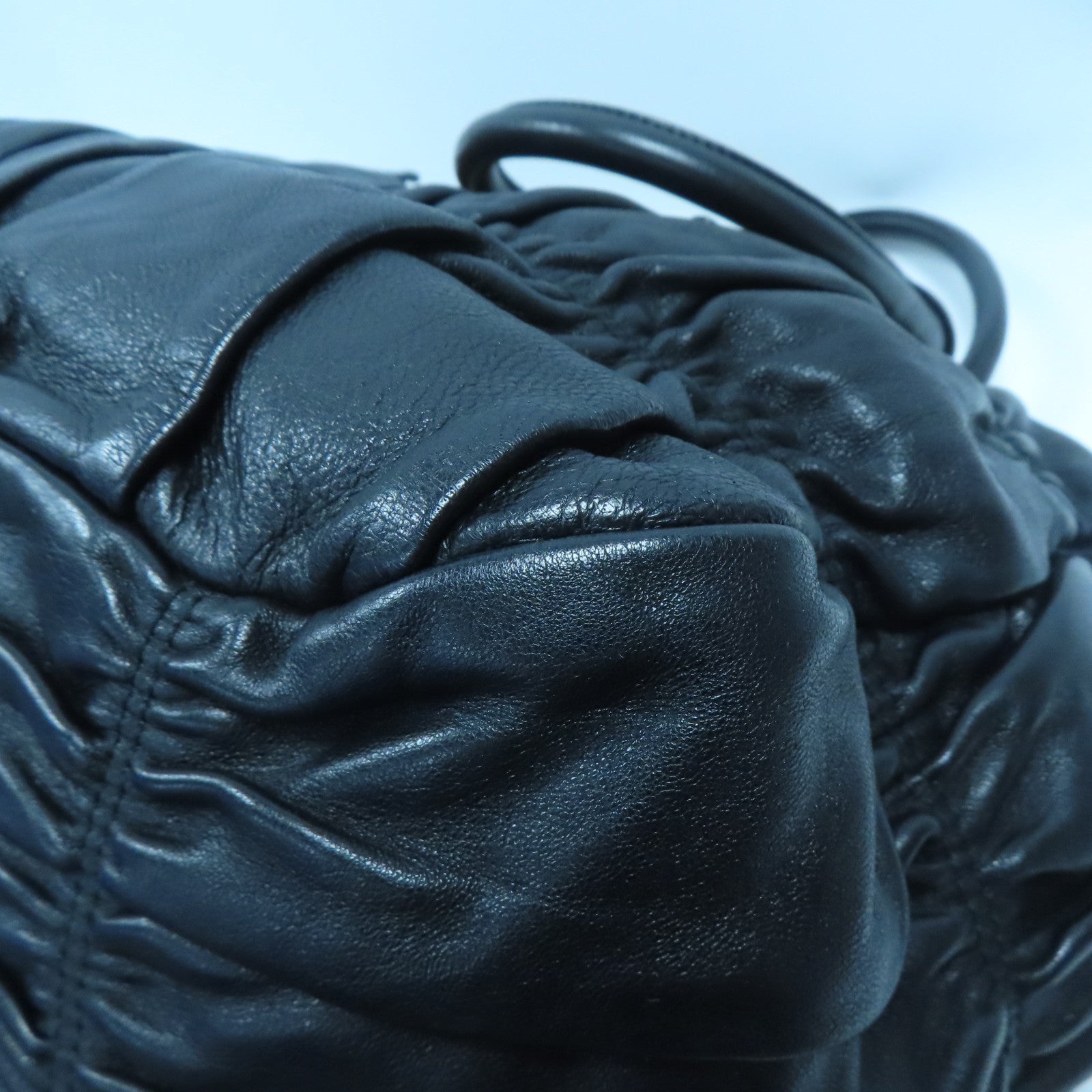 PRADA 羊皮皮革Shoulder Bag金扣手挽肩背兩用袋黑色