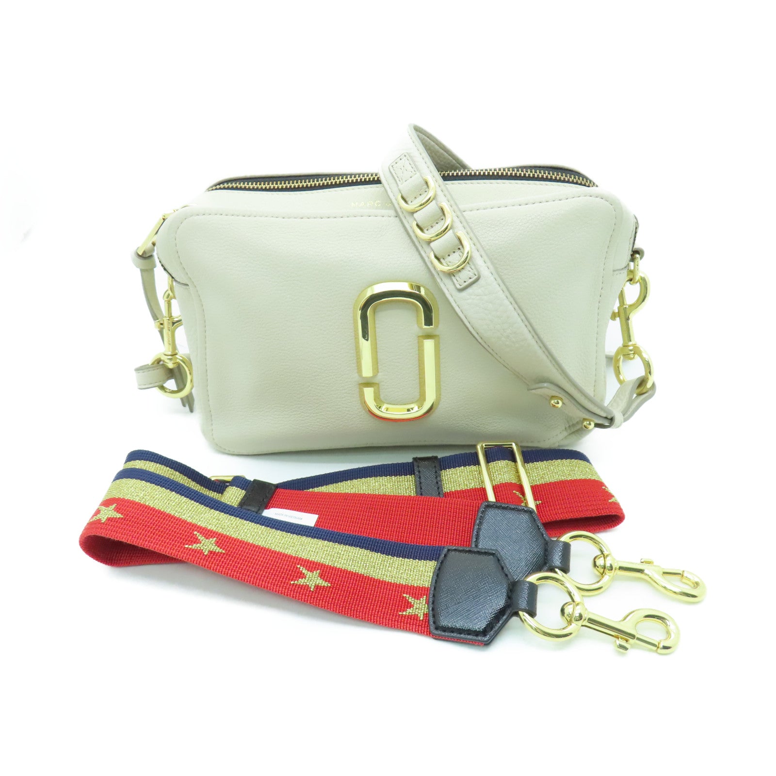 MARC JACOBS 牛皮皮革Shoulder Bag金扣肩背袋白色