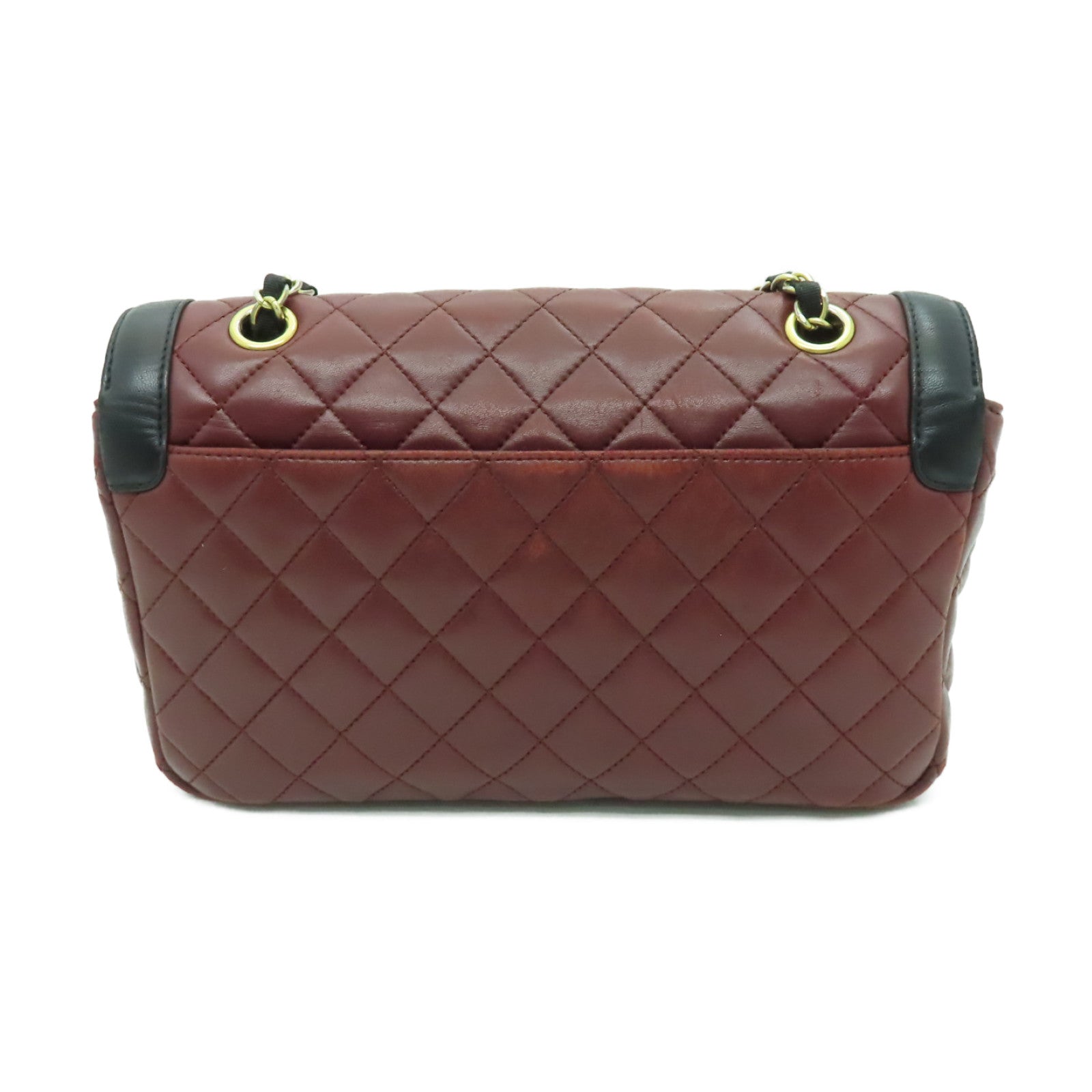 CHANEL 菱格牛皮皮革Chain Shoulder Bag金扣鏈帶肩背袋紅色