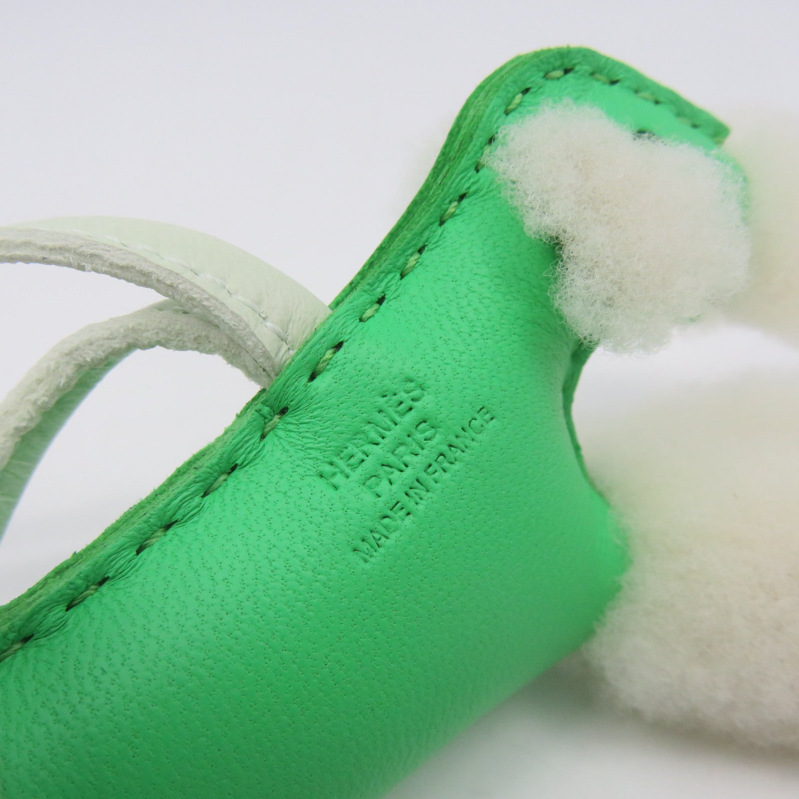 HERMES 皮革Buddy Shearling Charm掛飾淺綠色