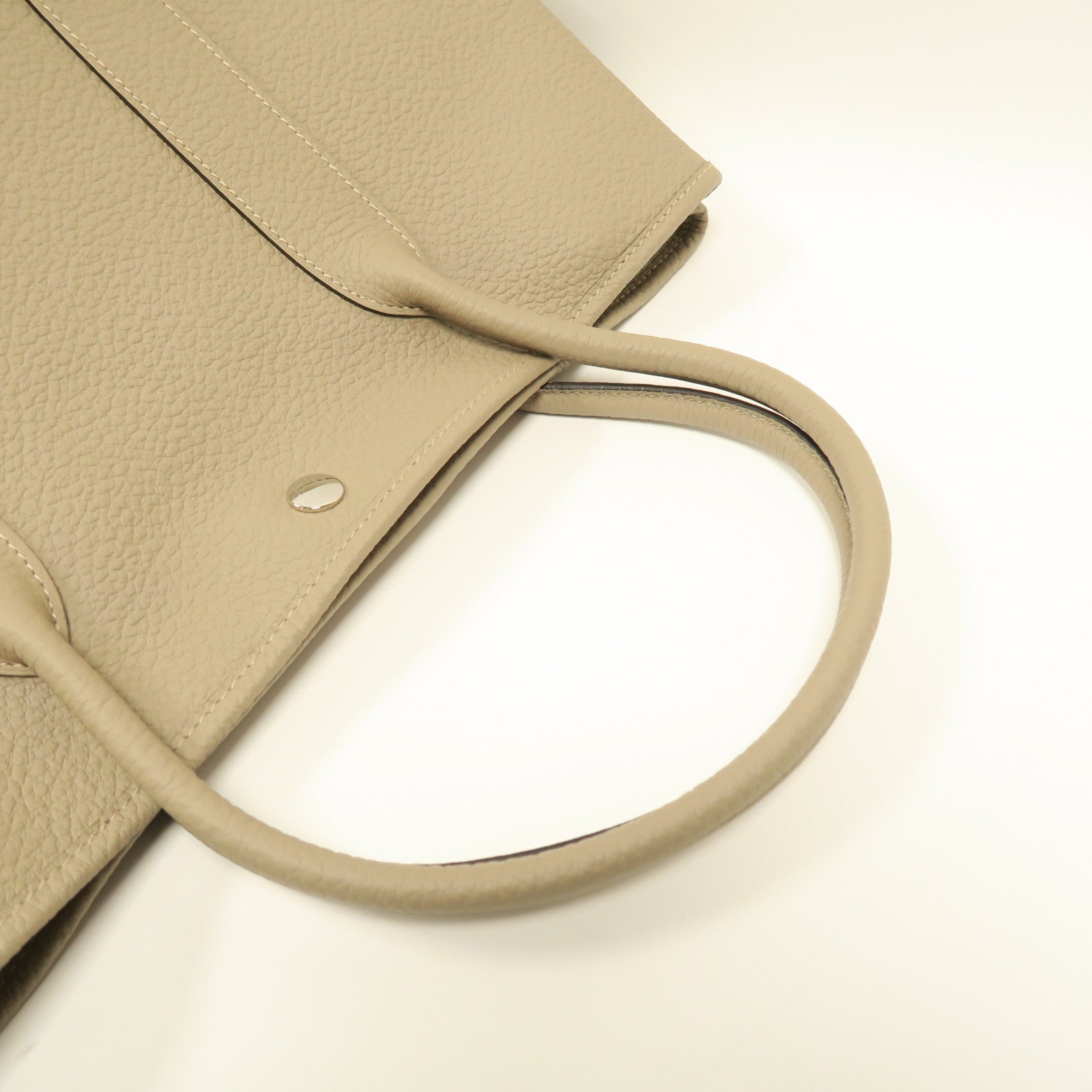 HERMES Country皮革Garden Party PM銀扣手挽袋Gris Tourterelle斑鳩灰色