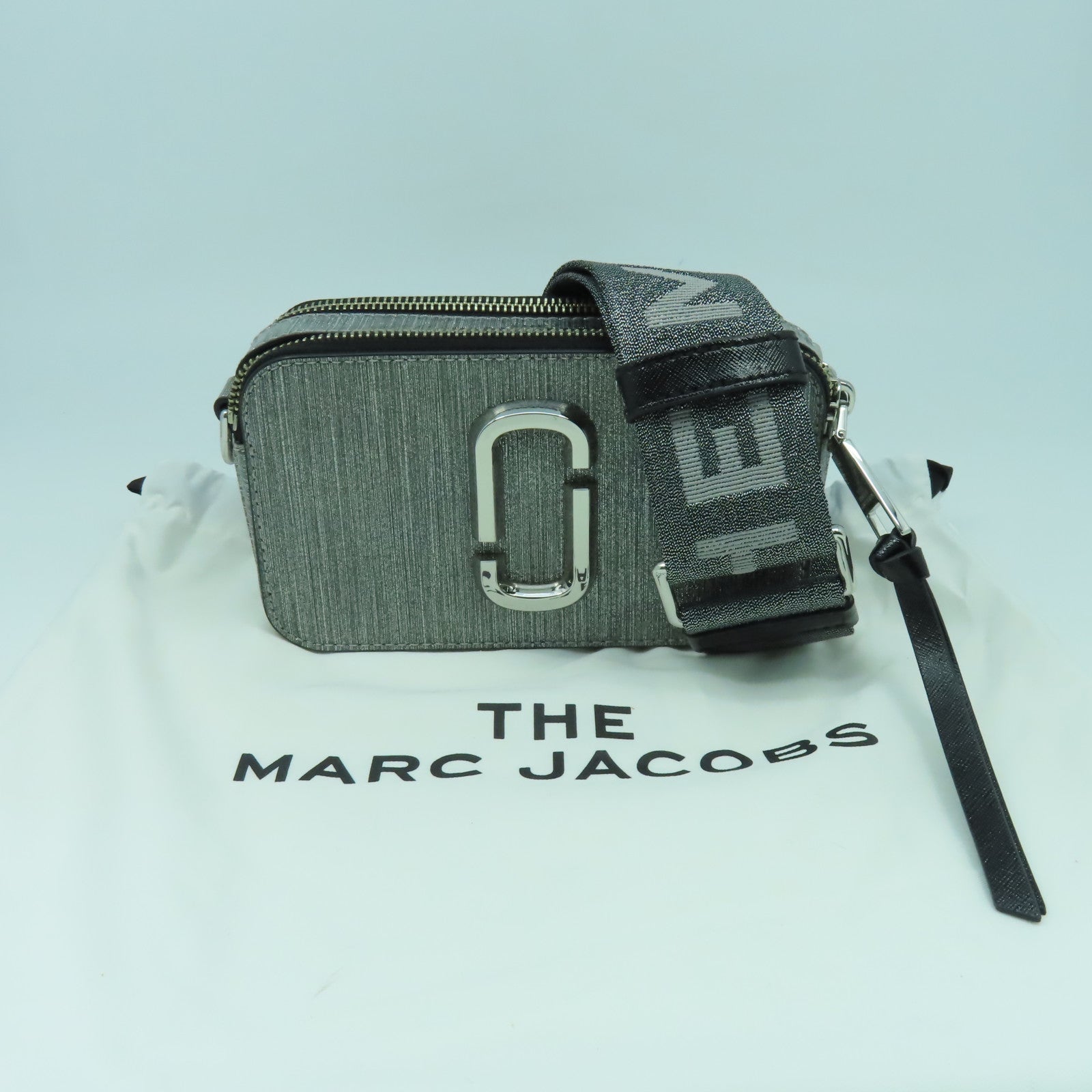 MARC JACOBS 塗層帆布Shoulder Bag銀扣肩背袋銀色