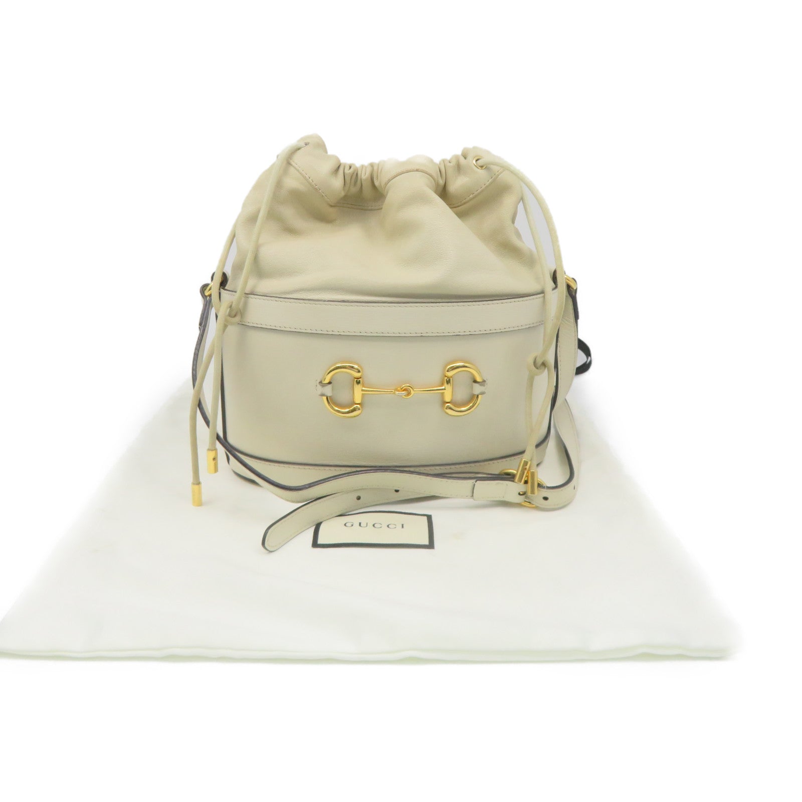 GUCCI 【激減優惠】牛皮皮革Horsebit 1955 Shoulder Bag肩背袋米白色