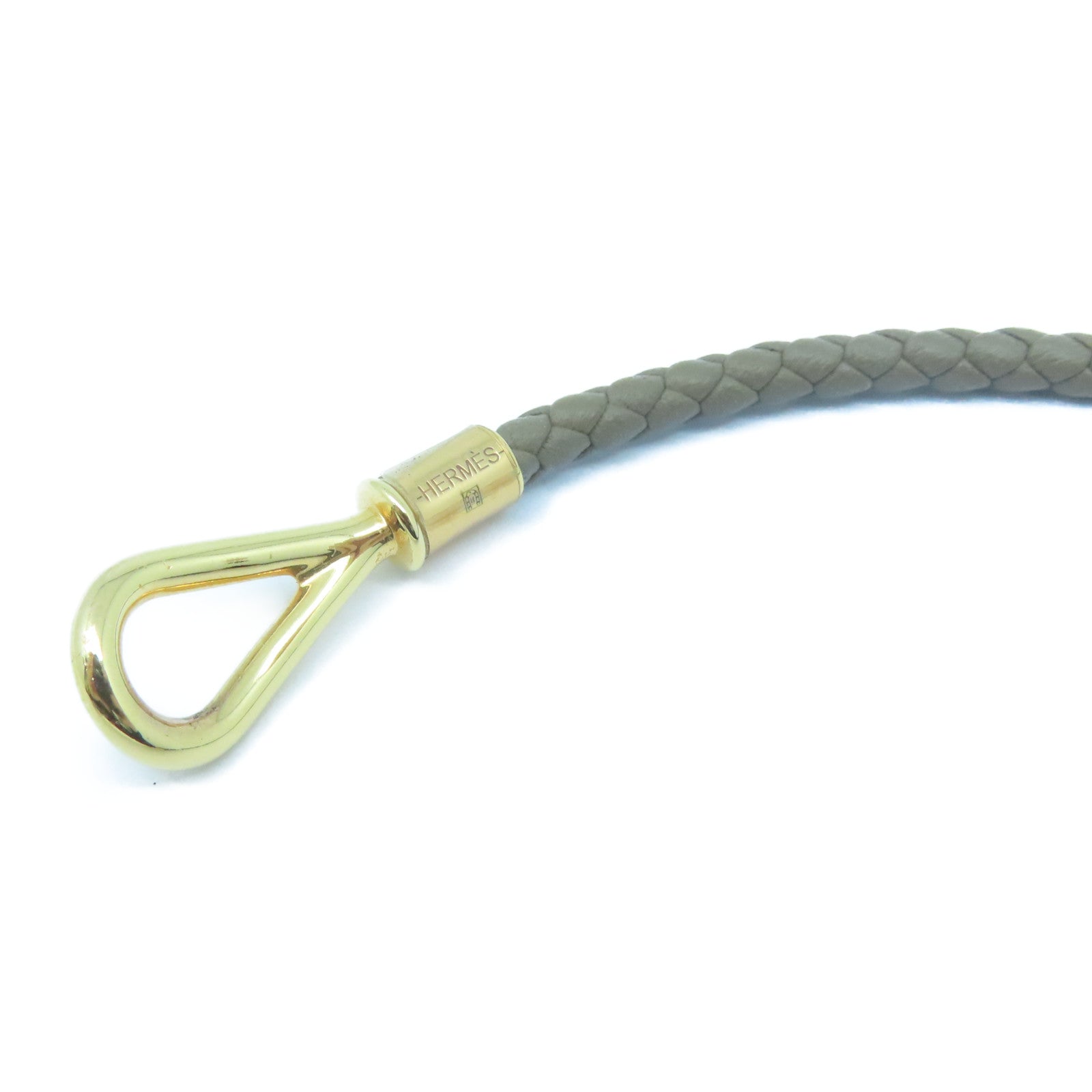 HERMES Swift皮革/金屬Jumbo H Bracelet金扣手鏈灰色