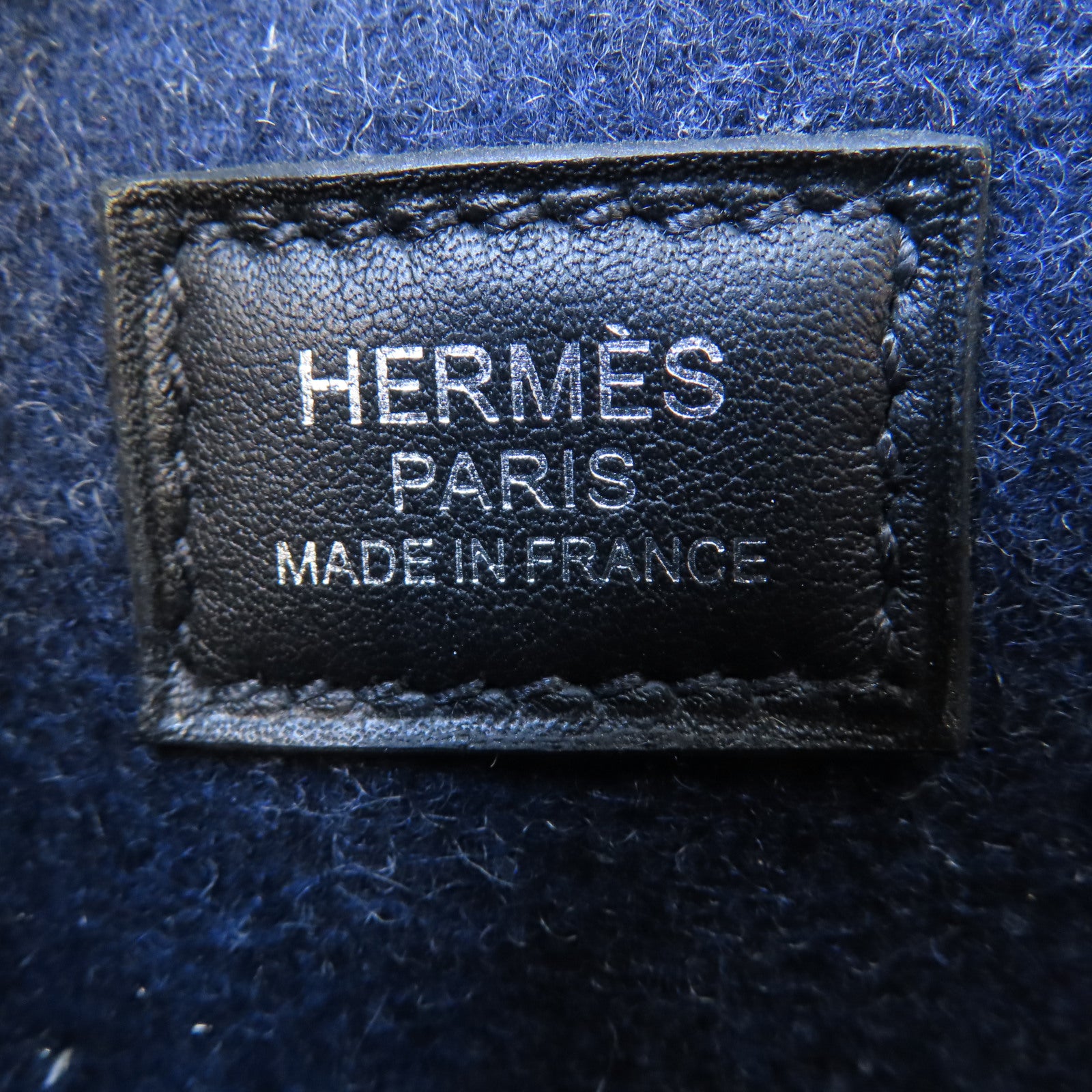 HERMES Swift皮革/羊毛Evelyne TPM銀扣肩背袋深藍色