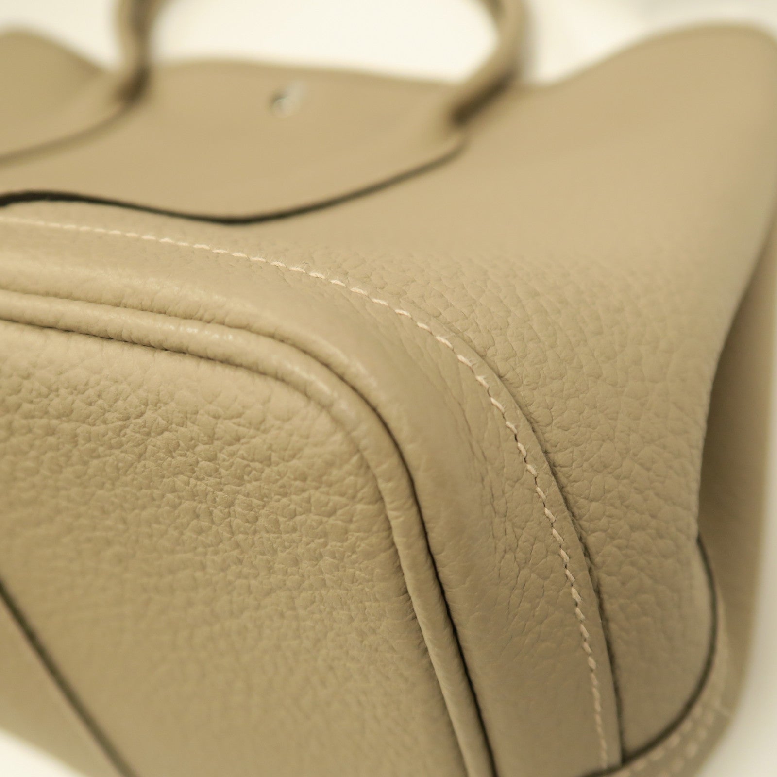 HERMES Country皮革Garden Party PM銀扣手挽袋Gris Tourterelle斑鳩灰色
