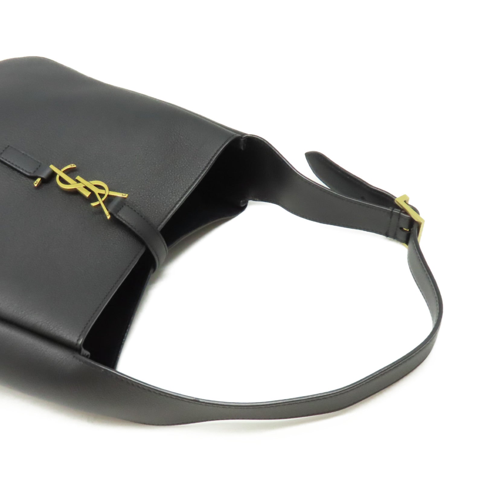 SAINT LAURENT 牛皮皮革Hobo Shoulder Bag金扣肩背袋黑色