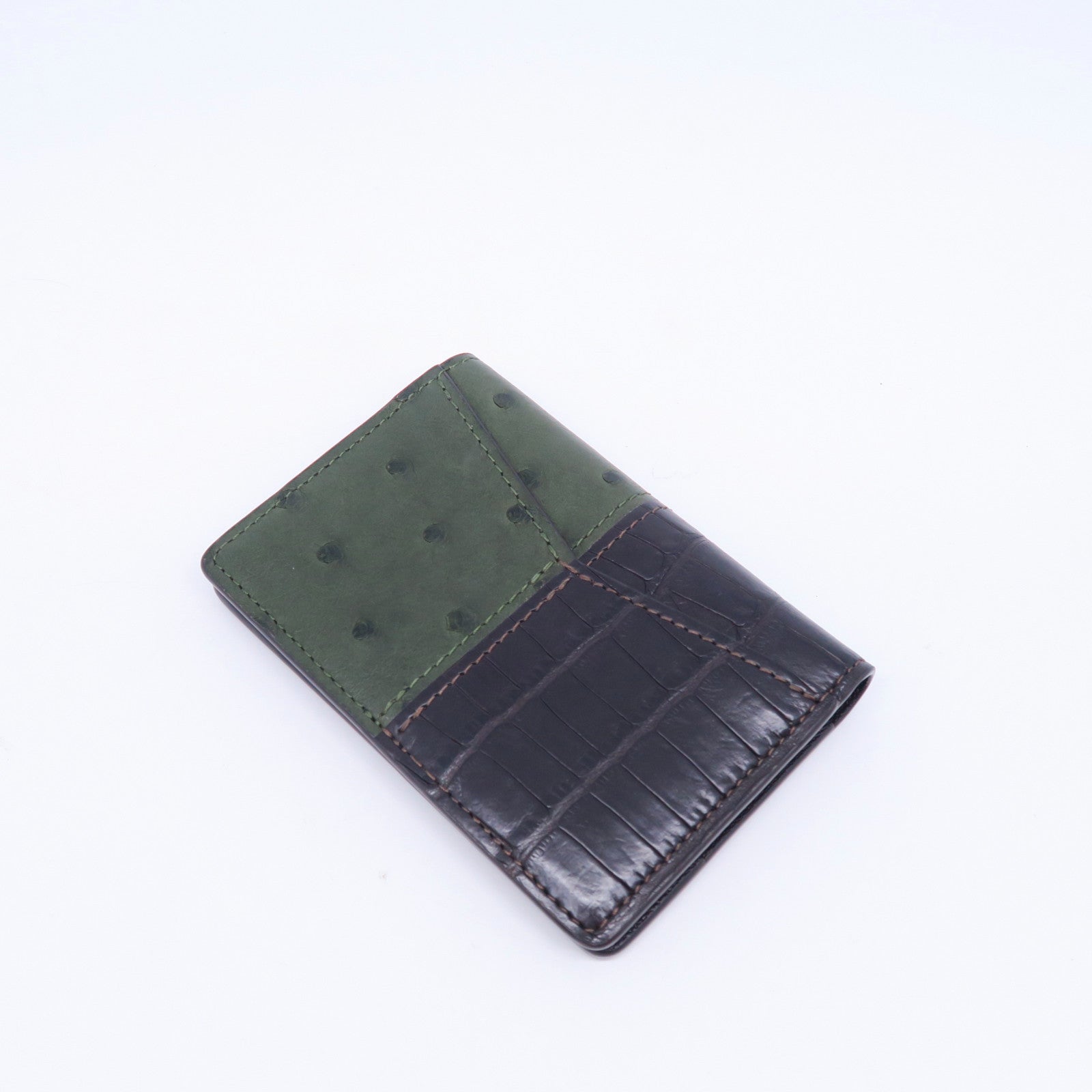 LOUIS VUITTON 鱷魚/鴕鳥皮革Monogram Pocker Organizary卡片套啡色/綠色