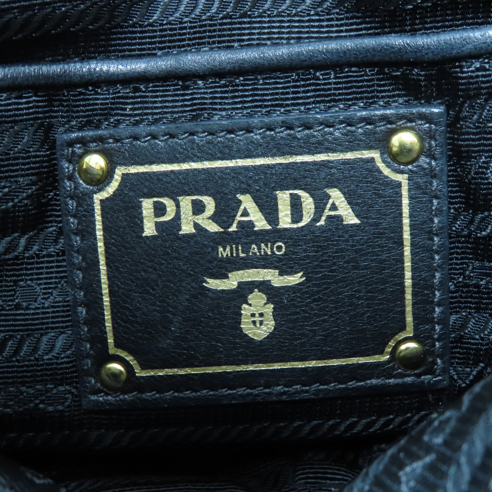PRADA 羊皮皮革Shoulder Bag金扣手挽肩背兩用袋黑色