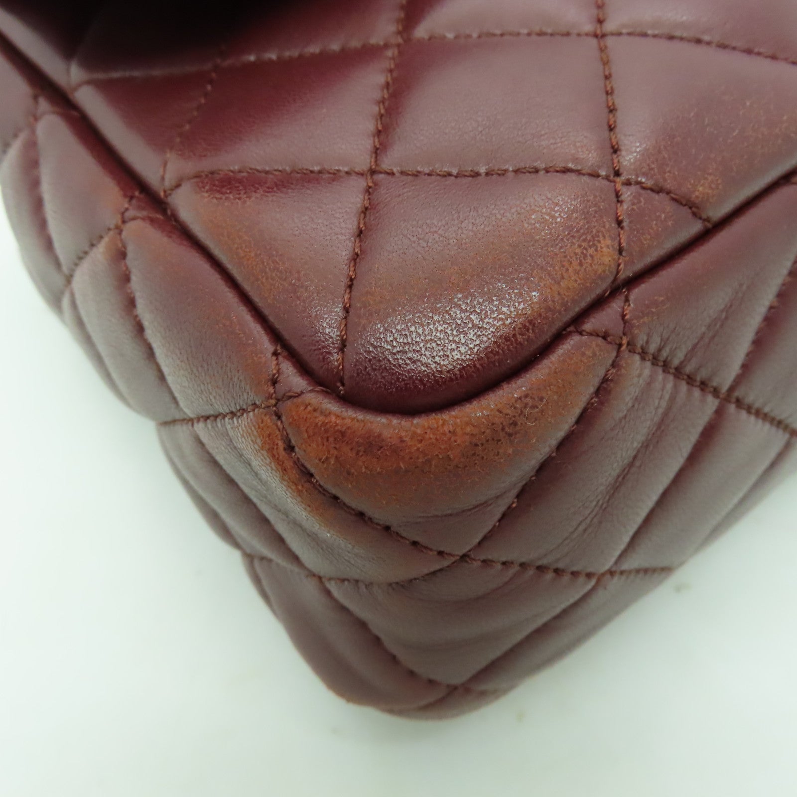 CHANEL 菱格牛皮皮革Chain Shoulder Bag金扣鏈帶肩背袋紅色
