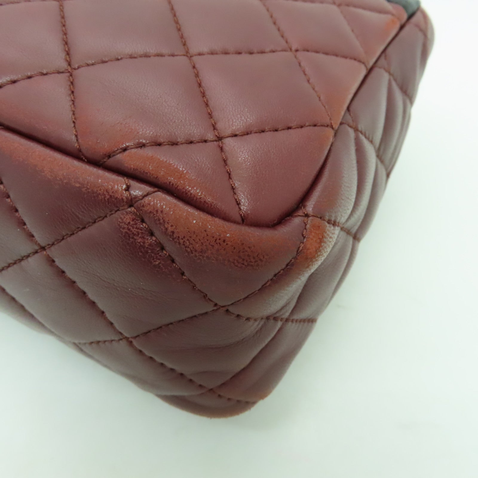 CHANEL 菱格牛皮皮革Chain Shoulder Bag金扣鏈帶肩背袋紅色