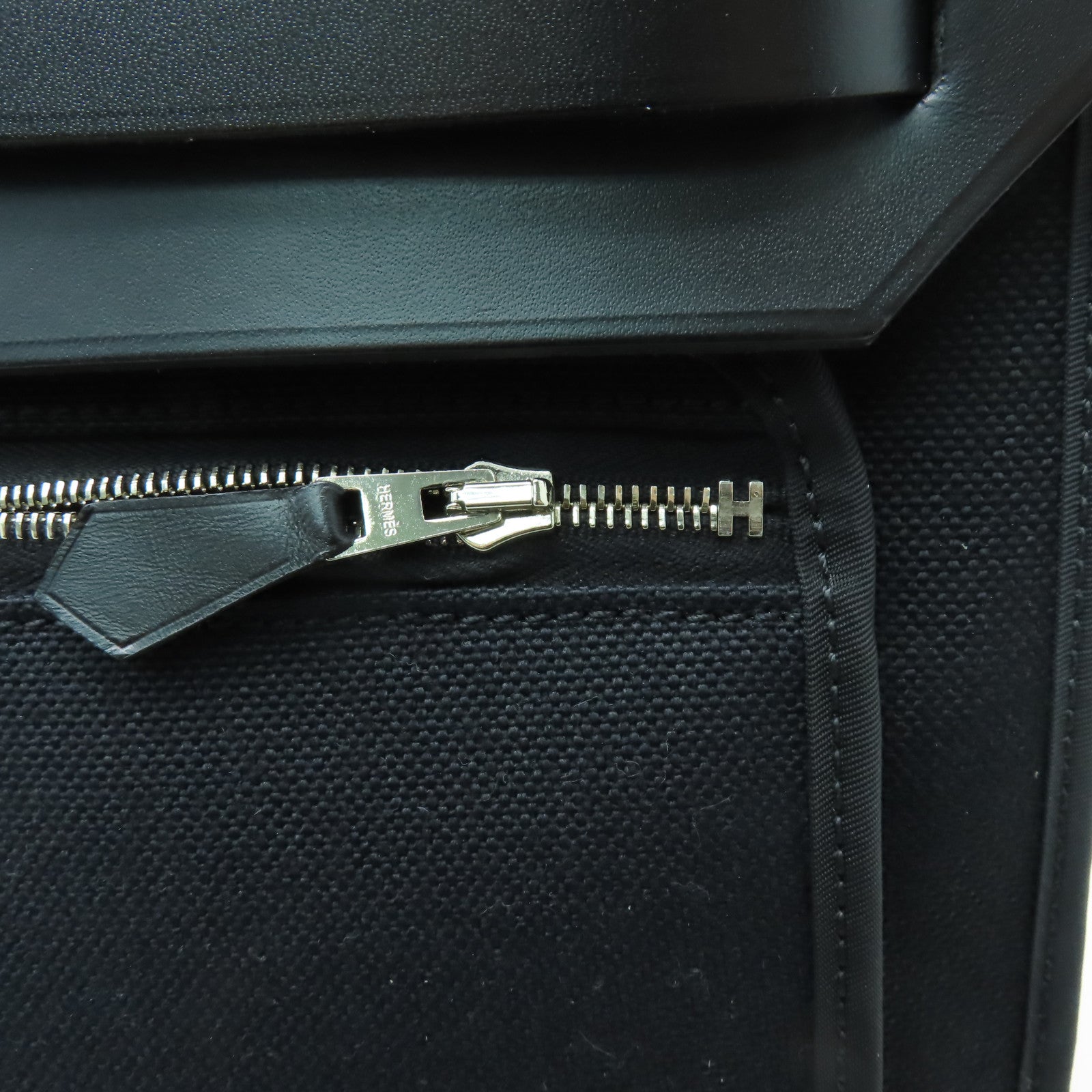 HERMES 帆布Herbag PM銀扣手挽肩背兩用袋黑色
