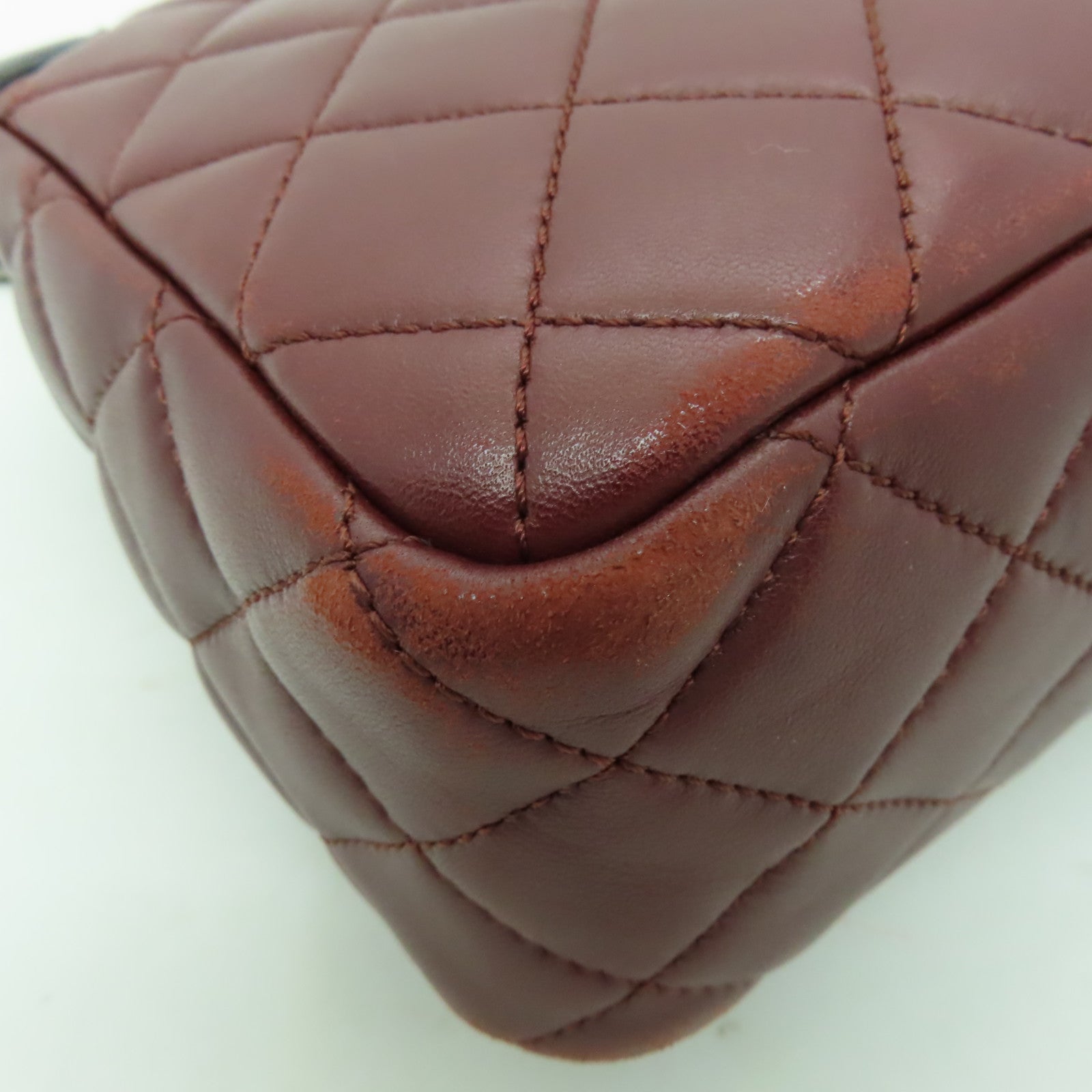 CHANEL 菱格牛皮皮革Chain Shoulder Bag金扣鏈帶肩背袋紅色