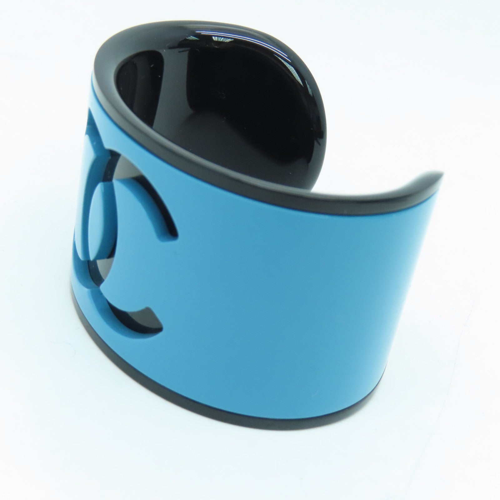 CHANEL PVC Bangle Blue/Black