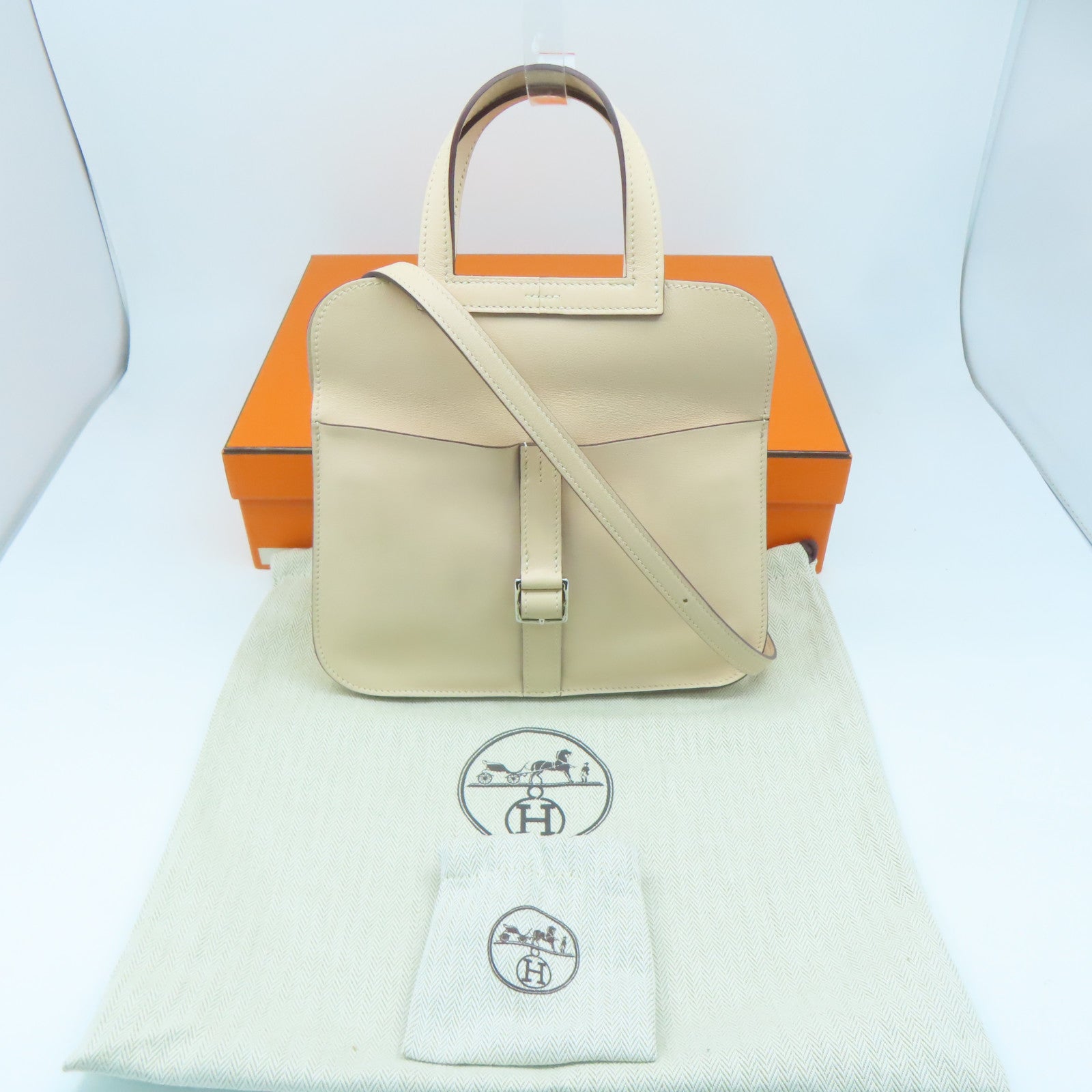 HERMES Swift皮革Mini Halzan銀扣手挽肩背兩用袋薔薇粉