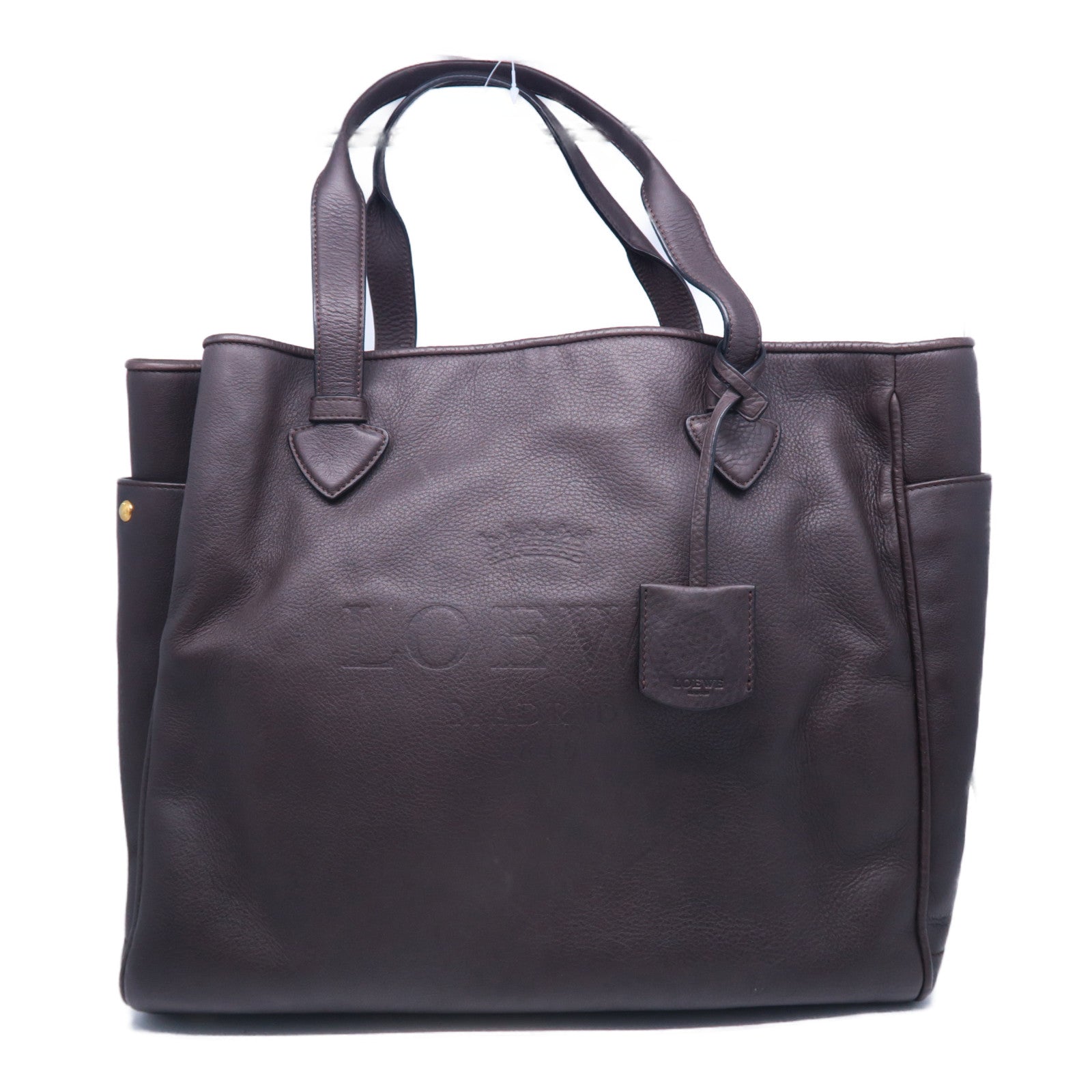 LOEWE 牛皮皮革Tote Bag金扣肩背袋啡色