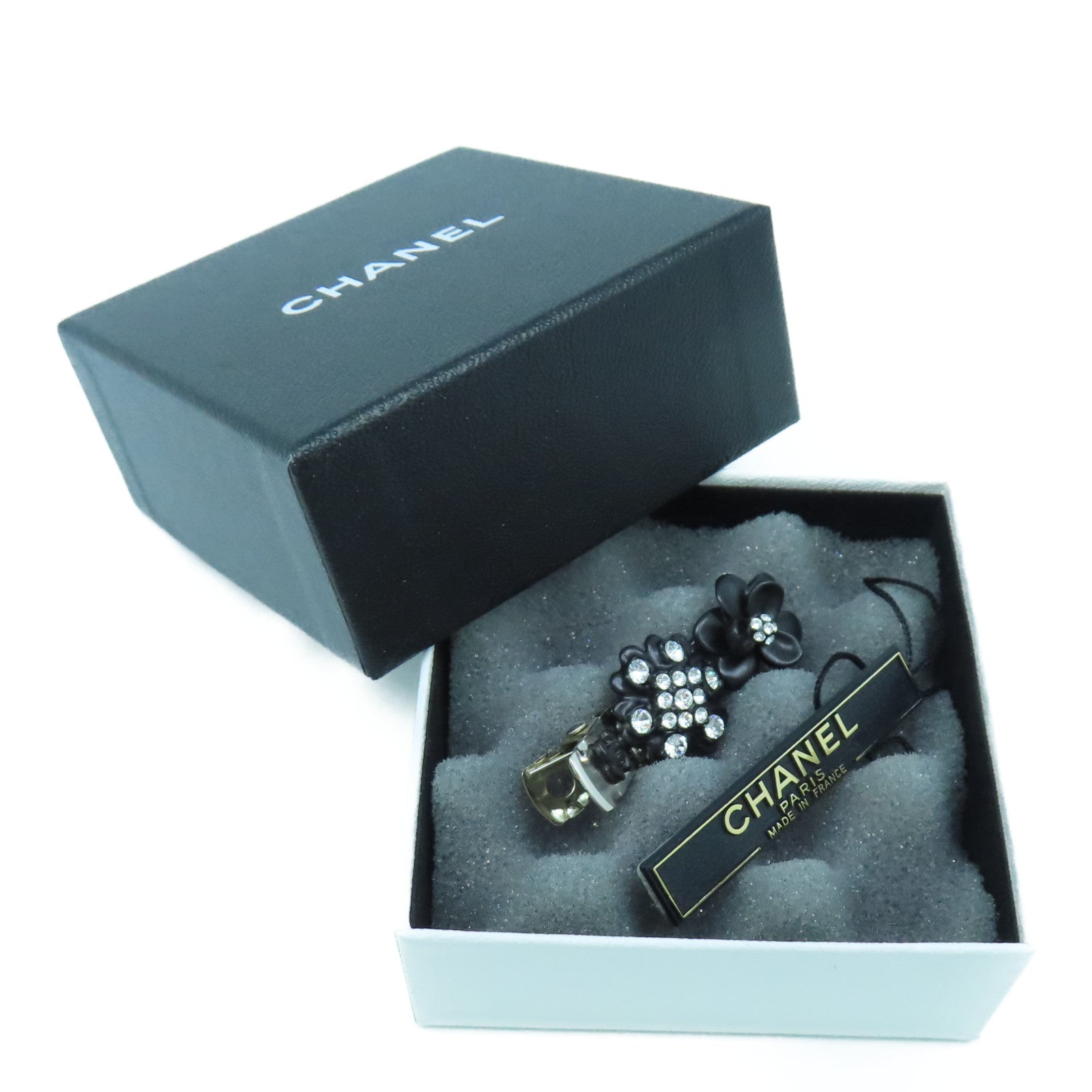 CHANEL 金屬Hair Clip銀扣髮夾黑色