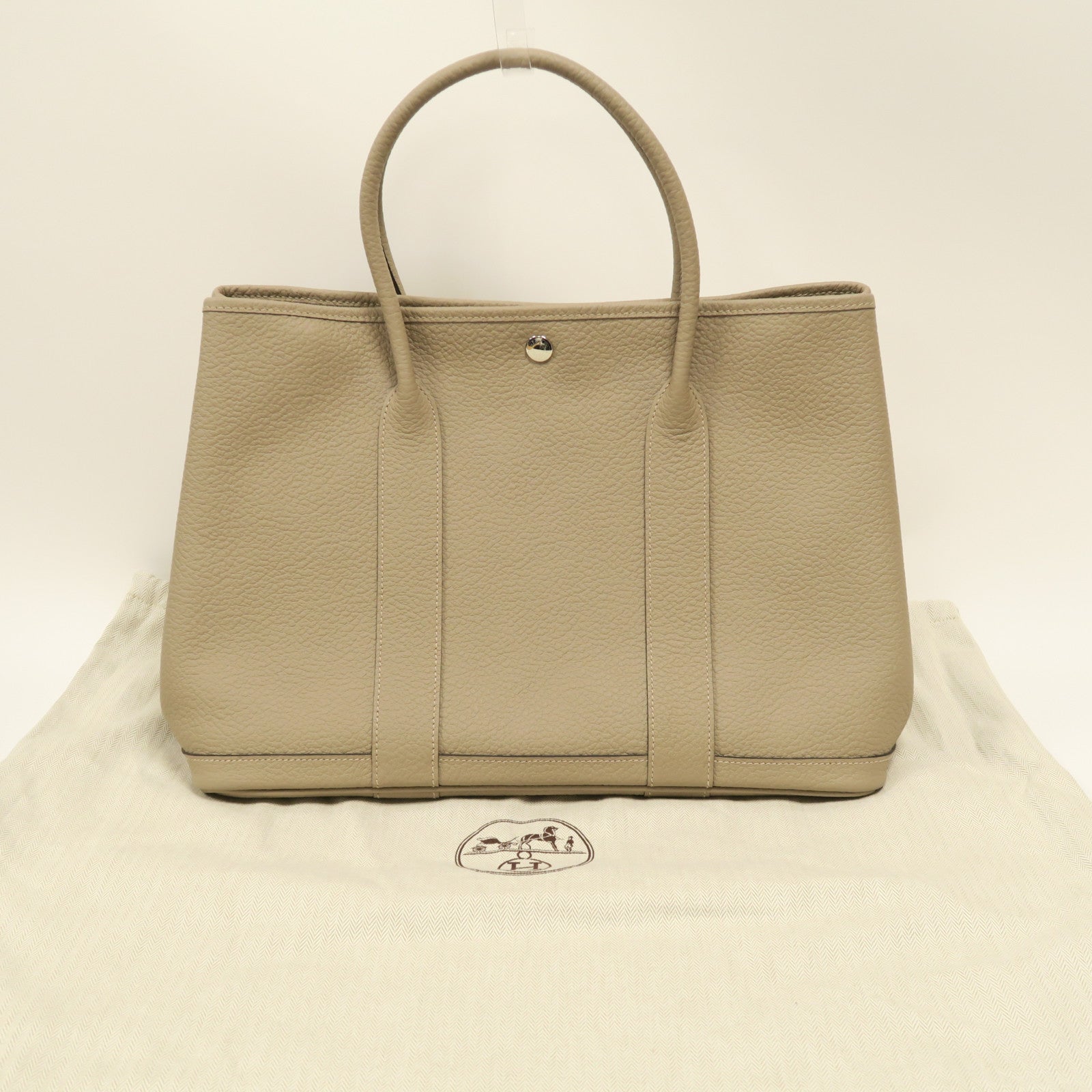 HERMES Country皮革Garden Party PM銀扣手挽袋Gris Tourterelle斑鳩灰色