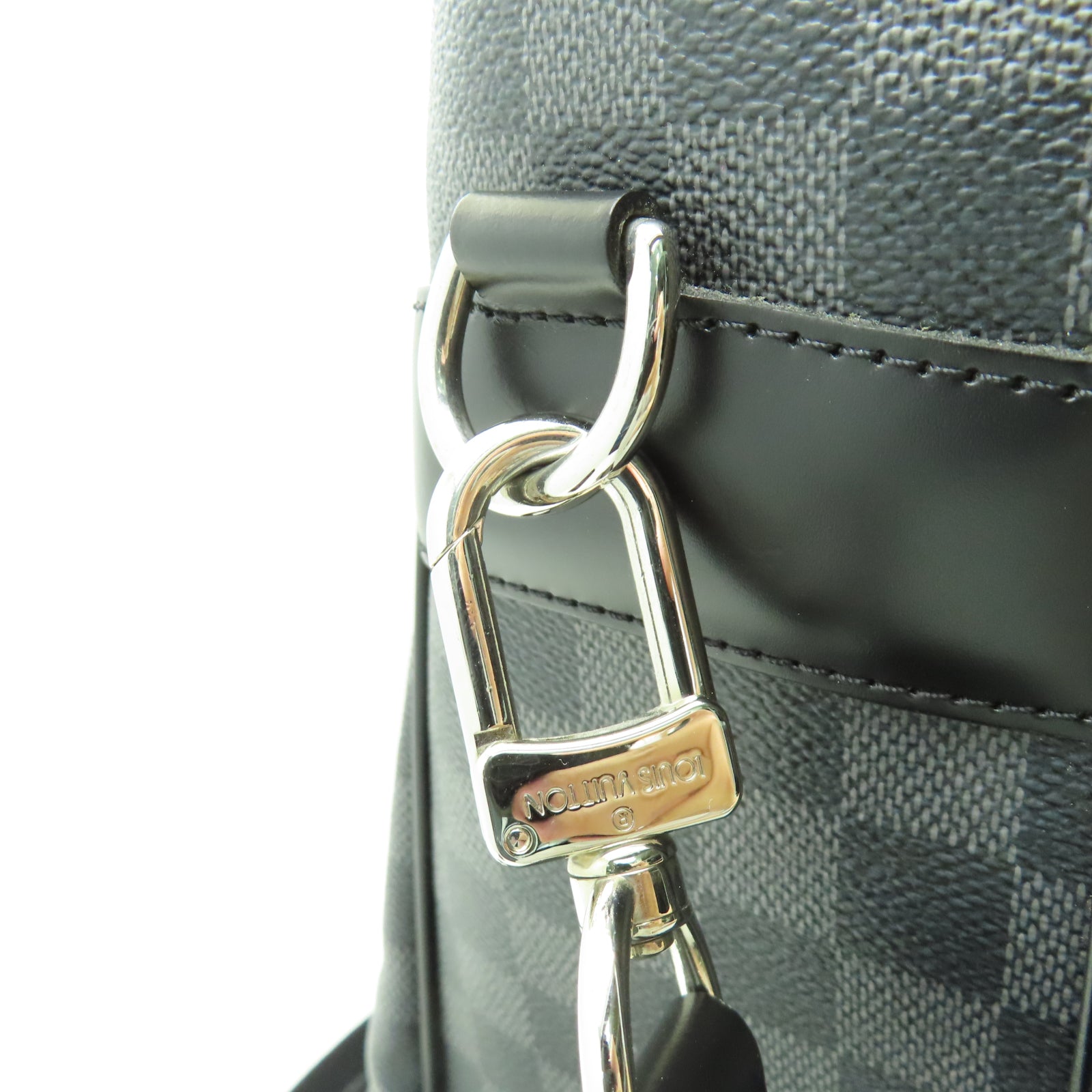 LOUIS VUITTON Damier Graphite Tadao銀扣手挽肩背兩用袋黑色