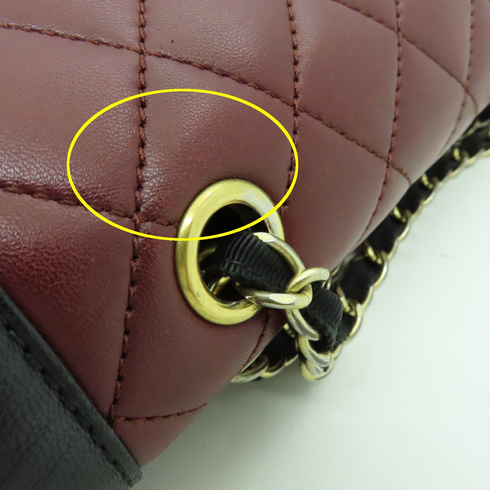 CHANEL 菱格牛皮皮革Chain Shoulder Bag金扣鏈帶肩背袋紅色