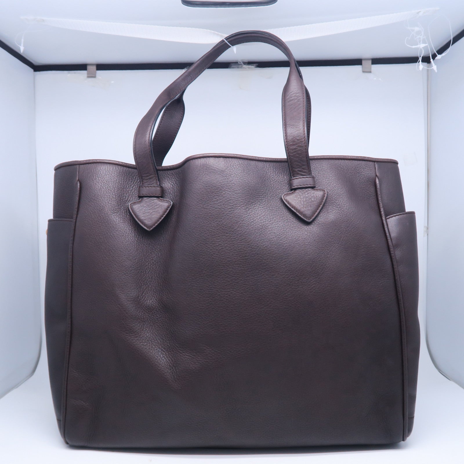 LOEWE 牛皮皮革Tote Bag金扣肩背袋啡色