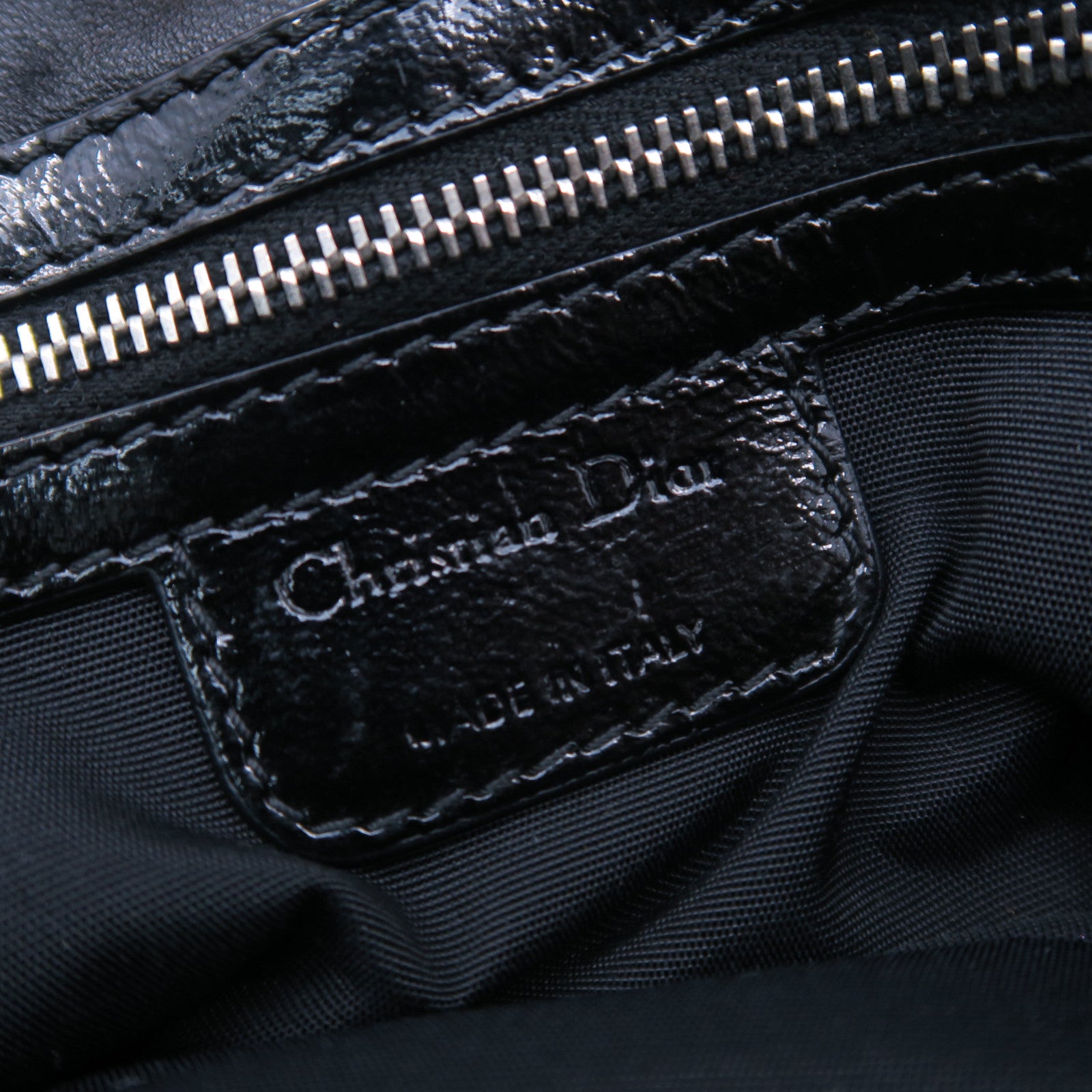 Dior 漆皮皮革Rendez-Vous Flap Bag銀扣鏈帶肩背袋黑色