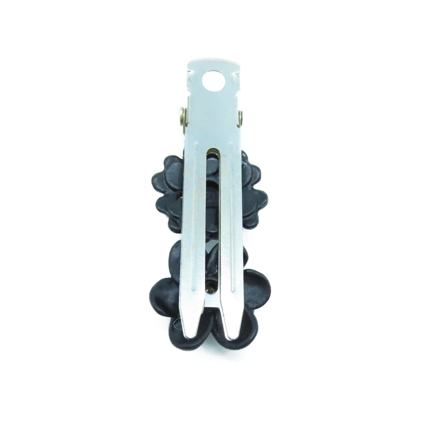 CHANEL 金屬Hair Clip銀扣髮夾黑色