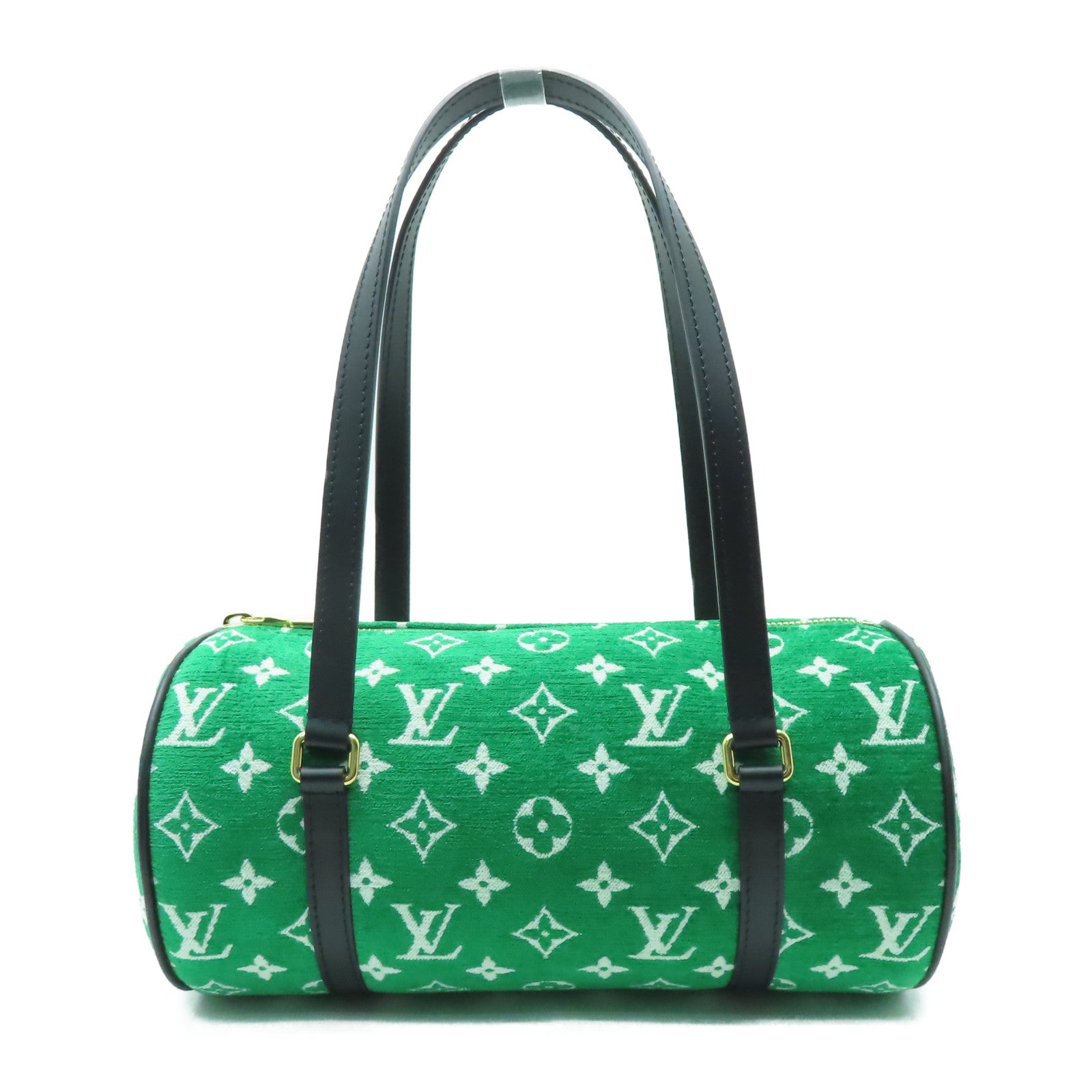 LOUIS VUITTON Monogram Jacquard Velvet Papillon金扣肩背袋綠色