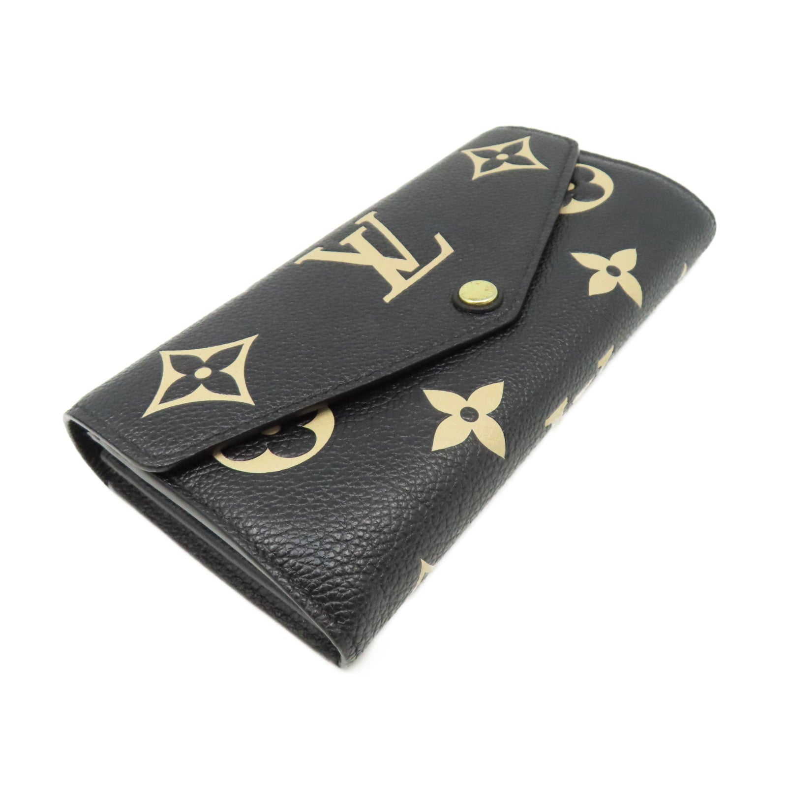 LOUIS VUITTON Monogram Empreinte Sarah Long Wallet金扣長錢包黑色/杏色